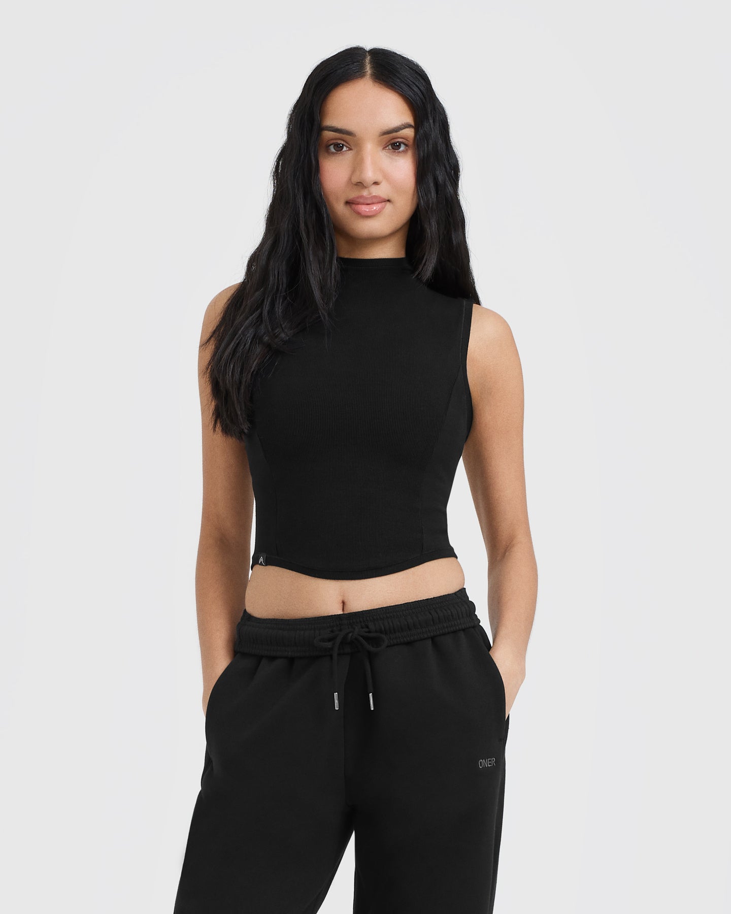Mellow™ Ribbed Mid-Length Mock Neck Tank Top for Women - Black | Casual Wear, Layering, Everyday Outfits