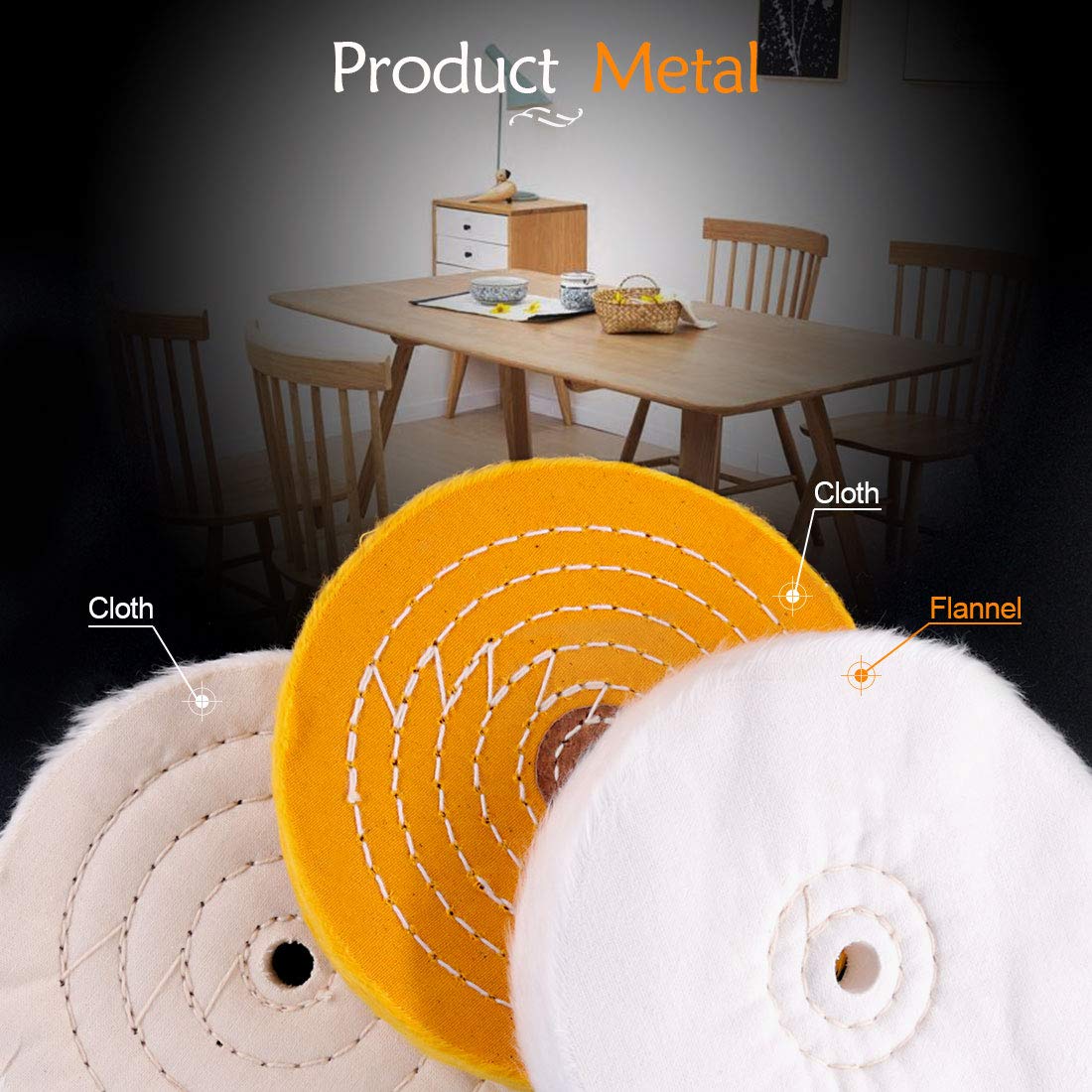 6 Piece Buffing and Polishing Kit - 6 Inch Buffing Wheels with 1/2