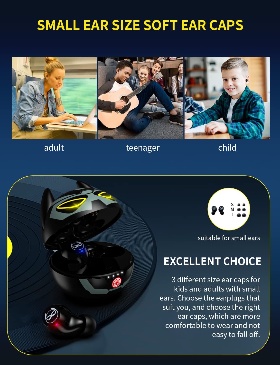 Wireless Bluetooth Earbuds for Kids - Bluetooth 5.1 Waterproof In-Ear Headphones with Mic, Charging Case & Deep Bass - 36H Playtime Touch Control Headset for School, Sports & Travel