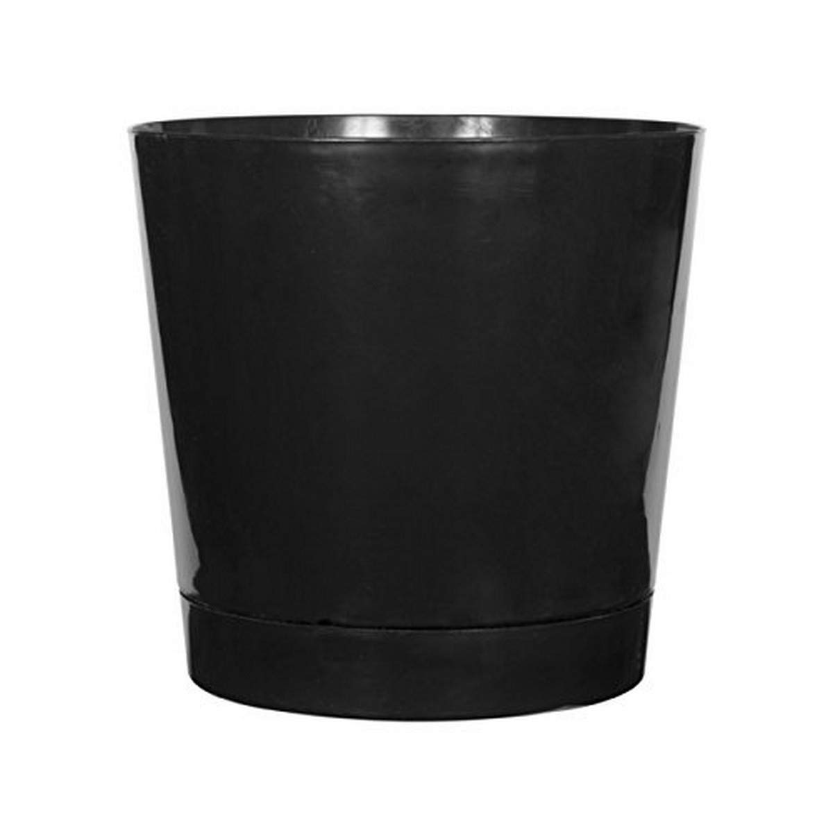 Majestic Full Depth Round Cylinder Pot - 12 Inch Glossy Black Planter for Indoor & Outdoor Plants - Perfect for Home Decor, Garden, Patio, and Office Spaces