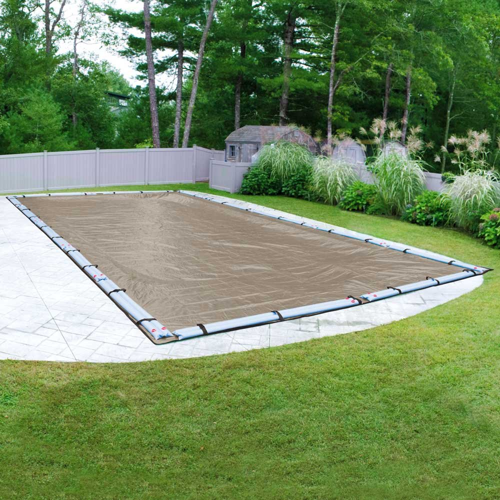 Pool Mate 601840R-PM 20-Year Premium In-Ground Winter Pool Cover 18x40 ft - Heavy Duty Sand Beige - Protect Your Pool from Debris & Freezing Weather (Ideal for Winter Storage & Seasonal Protection)