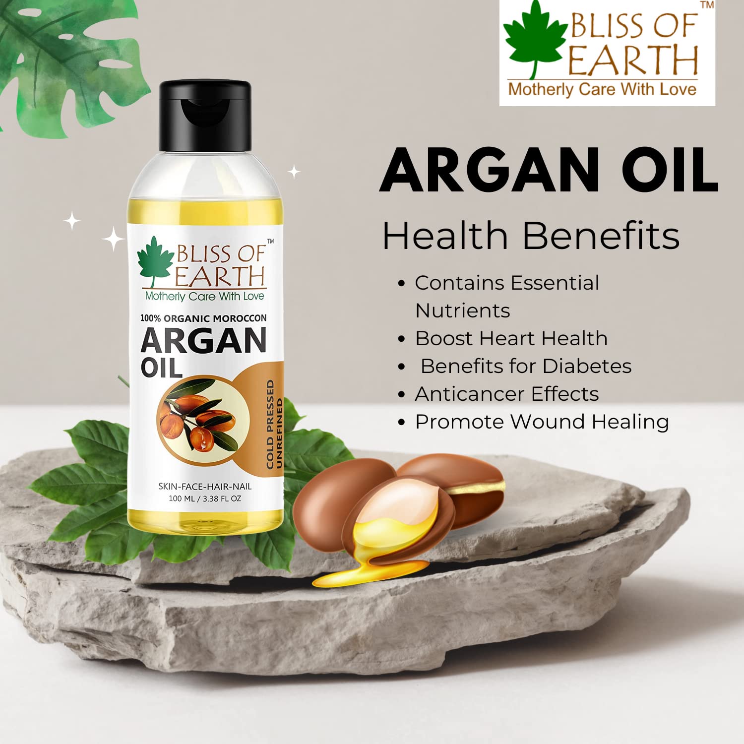 100% Organic Cold-Pressed Moroccan Argan Oil for Hair & Skin - Pure Natural Baby-Safe Moisturizer (100ml) | Hydrates Dry Hair, Nourishes Skin & Strengthens Nails - Perfect for Daily Hair Care, Face Moisturizing & Body Massage