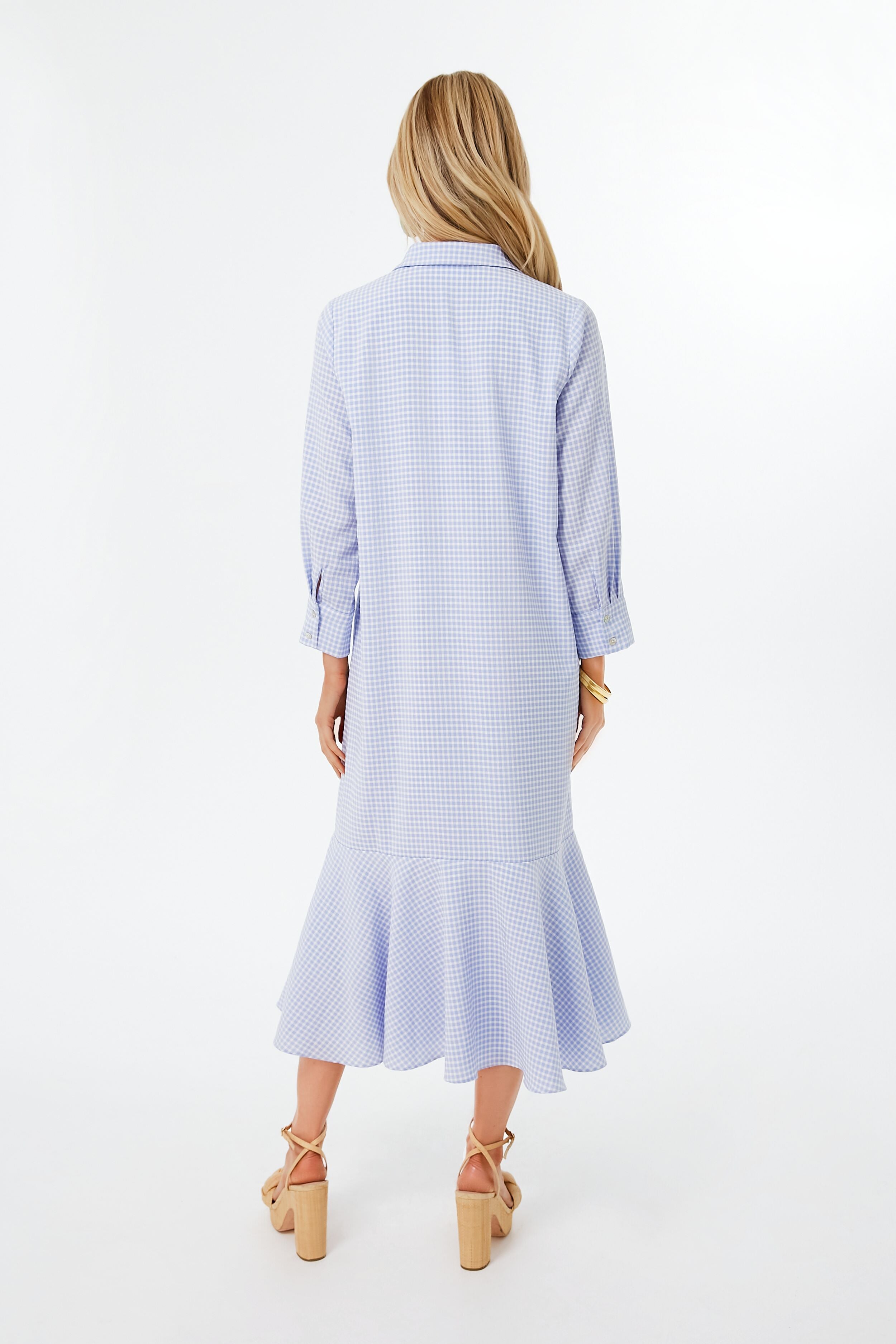 Blue Gingham Shannon Maxi Dress for Women - Flowy Summer Beach Dress with Pockets | Perfect for Vacations, Weddings & Casual Outings