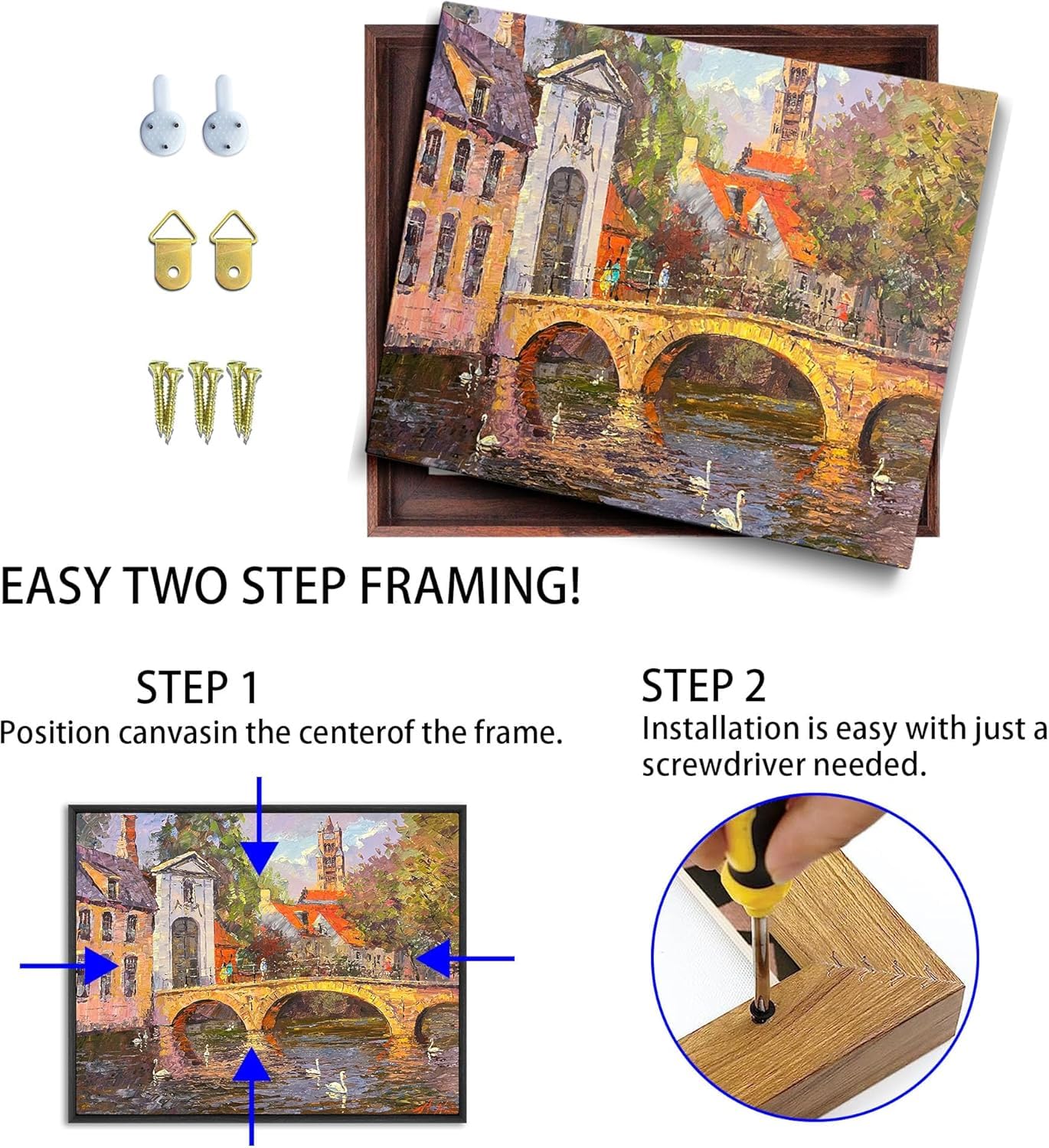 Sunwes Canvas Floater Frames - 1 1/4 Inch Deep Custom Size Floating Frame for Stretched Canvas Art | Wall Decor, Home Art Display & Perfect Christmas Gift for Art Lovers