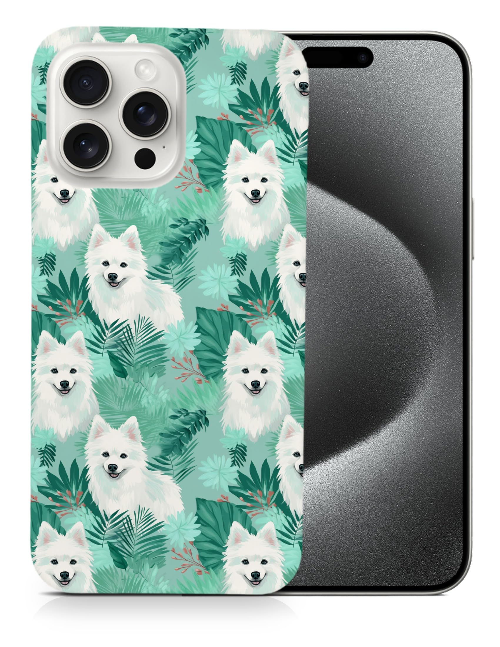 Stylish American Eskimo Dog Puppy Design Durable Polycarbonate Phone Case for Apple iPhone 15 Pro Max - Perfect for Pet Lovers & Daily Protection