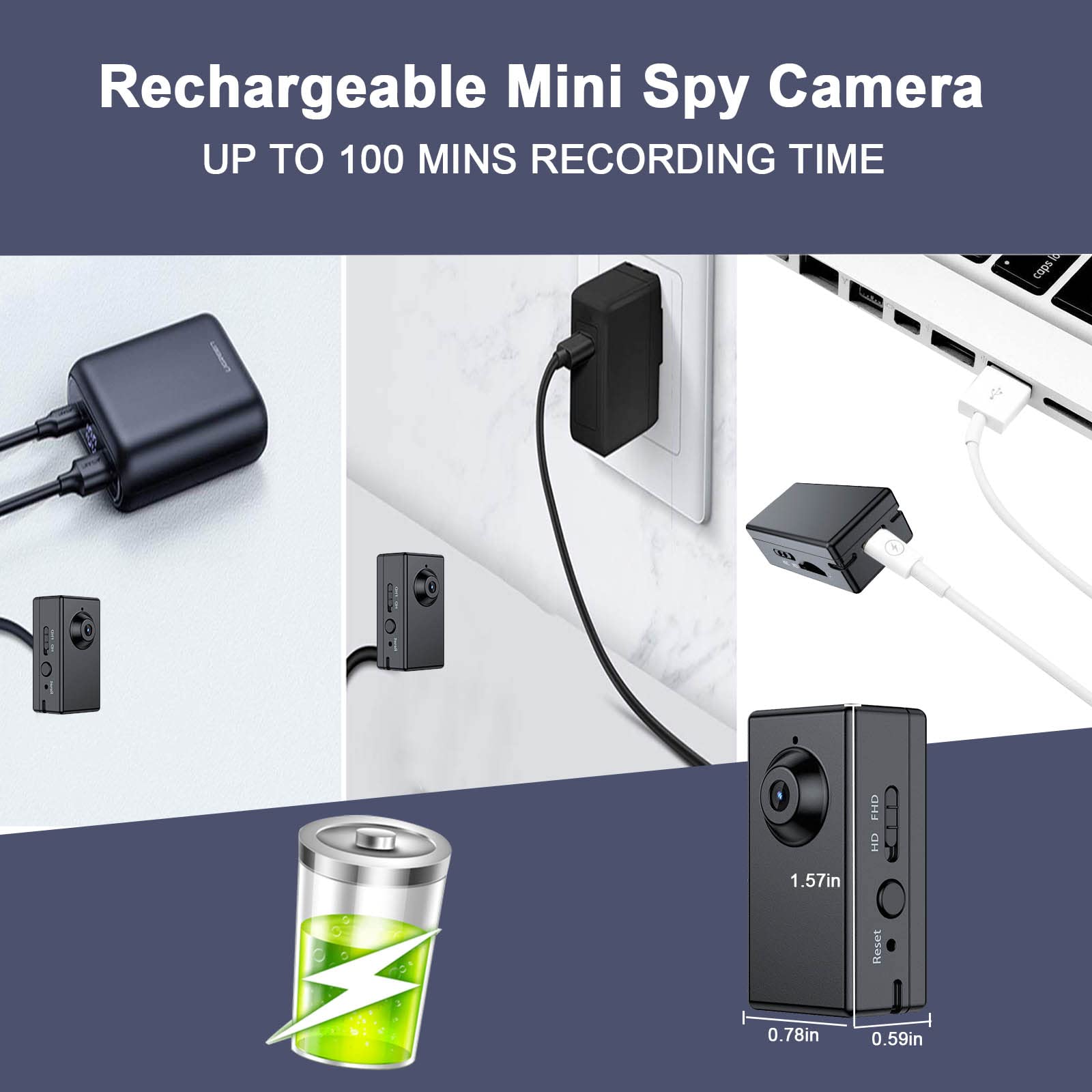 FUVISION Mini Security Camera - 1080P HD Wireless Surveillance Camera with Motion Detection, 90 Min Battery & 24/7 Loop Recording - Portable Nanny Cam for Home, Office, Baby Monitor & Indoor Security (No WiFi Needed)