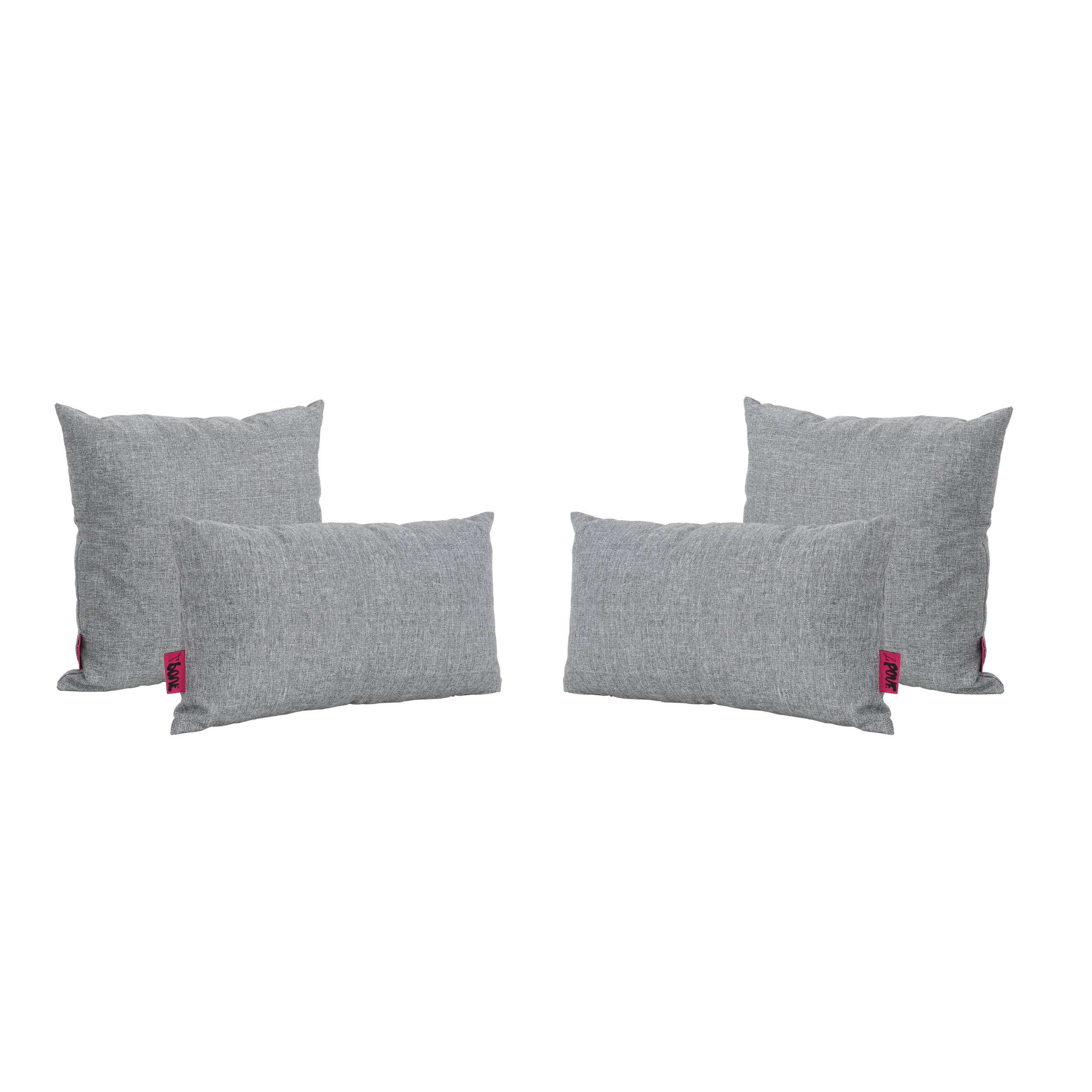 Set of 4 Gray Square & Rectangular Outdoor Patio Throw Pillows 18.5