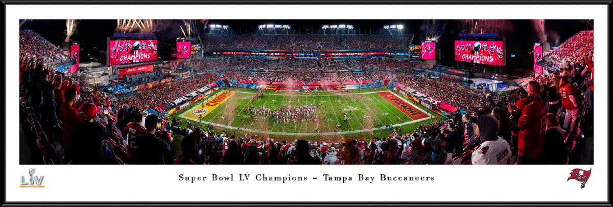 Tampa Bay Buccaneers Super Bowl LV Champions 2021 Panoramic Poster - Premium NFL Wall Decor for Man Cave, Sports Bar & Game Room - Blakeway Panoramas