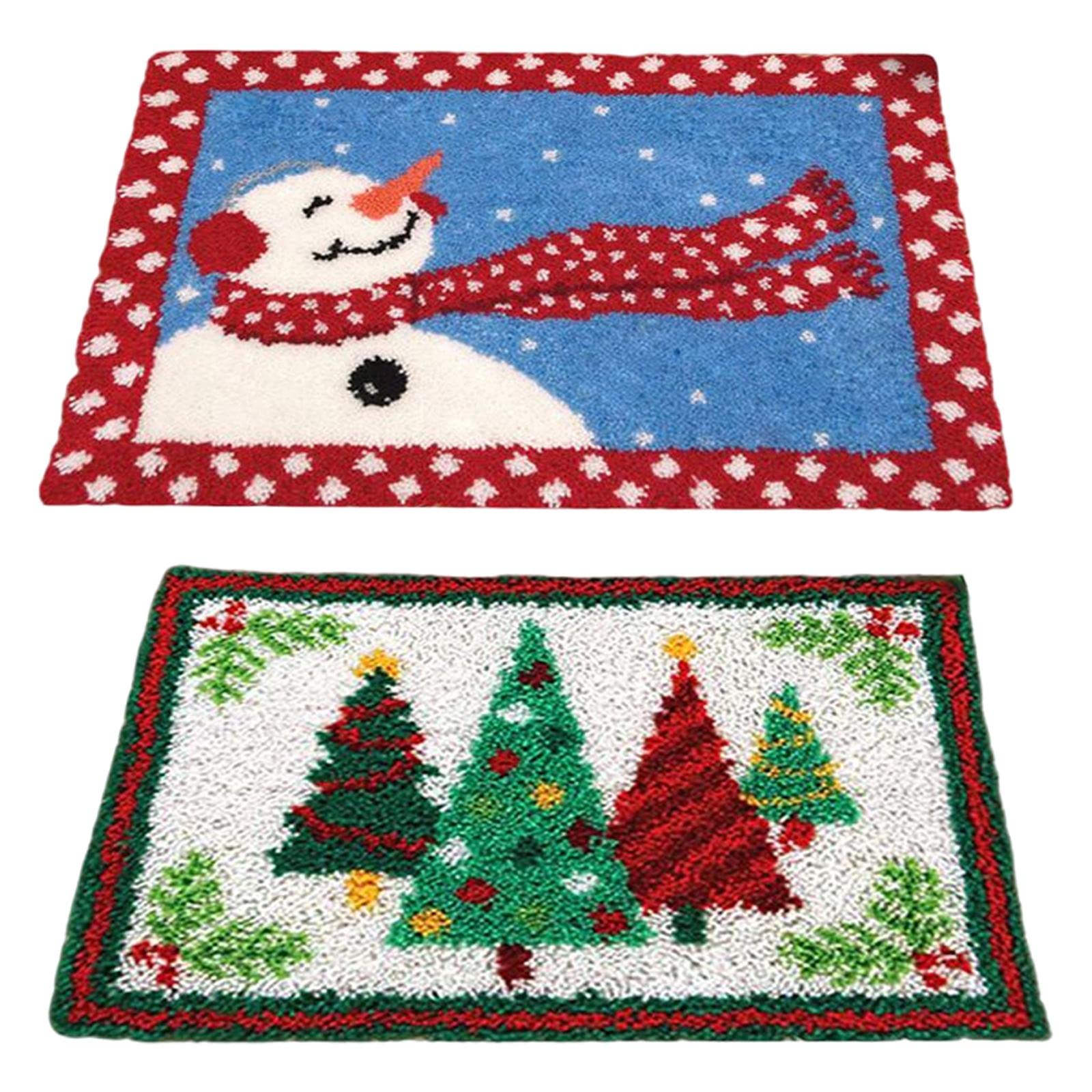GZYF 2 Sets DIY Tapestry Rug Kits for Kids & Adults - Christmas Tree & Snowman Design (50x36cm) - Perfect for Beginners, Home Decor, and Holiday Crafting Projects