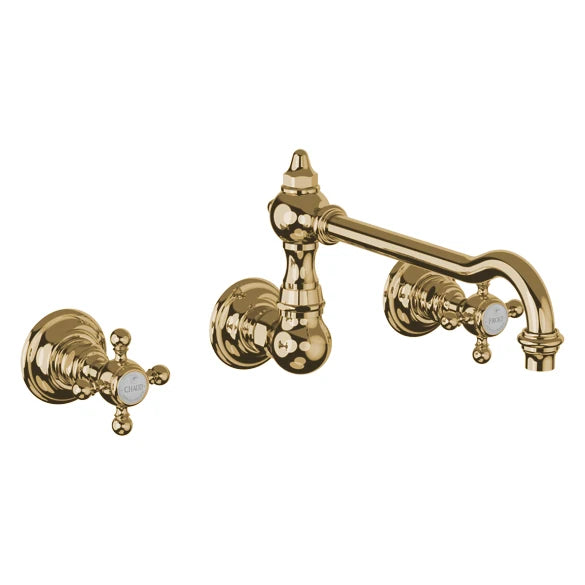 Horus Julia Wall Mounted Kitchen Faucet - Matte Brass Finish - Durable and Stylish for Modern Kitchens - Perfect for Cooking, Washing Dishes, and Food Prep
