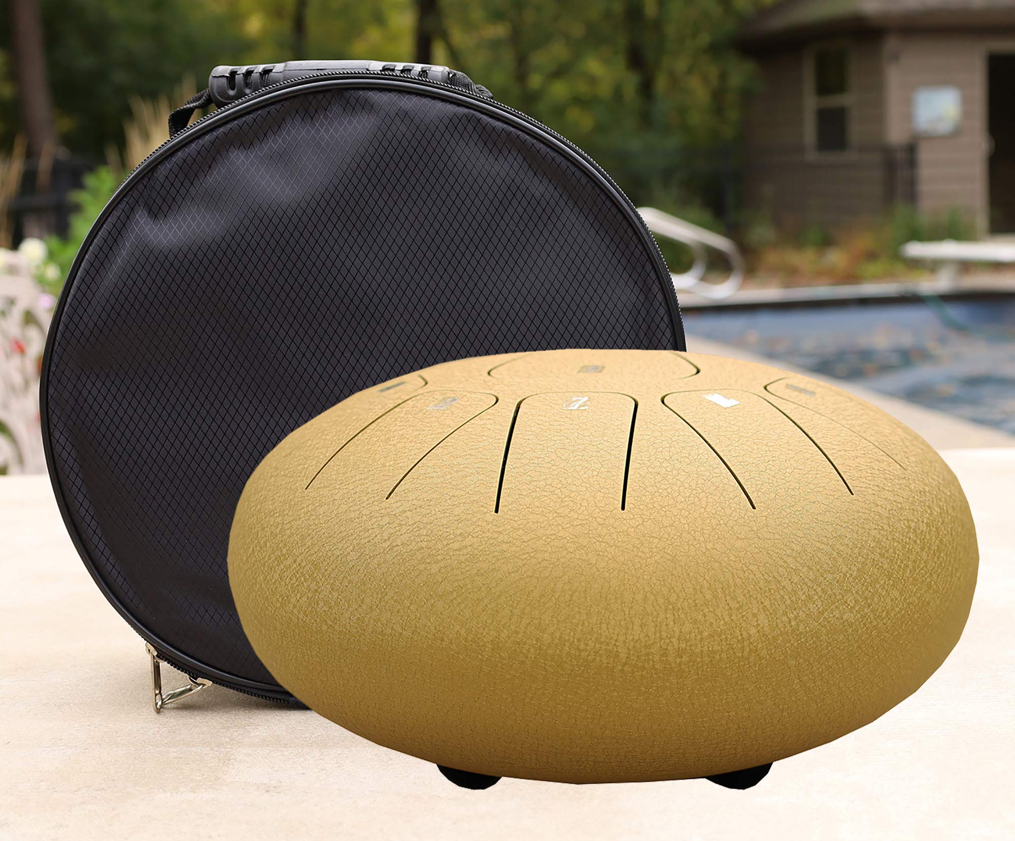 11-Note 10-Inch Steel Tongue Drum | Handpan Drum & Chakra Percussion Instrument with Pouch, Instruction Book, Mallets & Finger Picks (Yellow) - Perfect for Meditation, Sound Therapy, Music Education & Relaxation