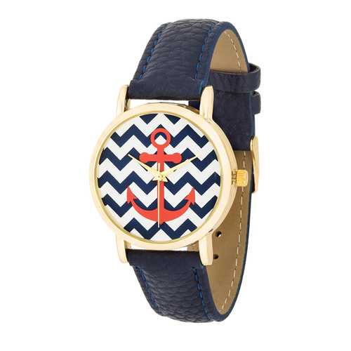 Navy Blue Nautical Leather Strap Watch for Men - Waterproof & Stylish - Perfect for Casual Wear, Outdoor Adventures & Gifts