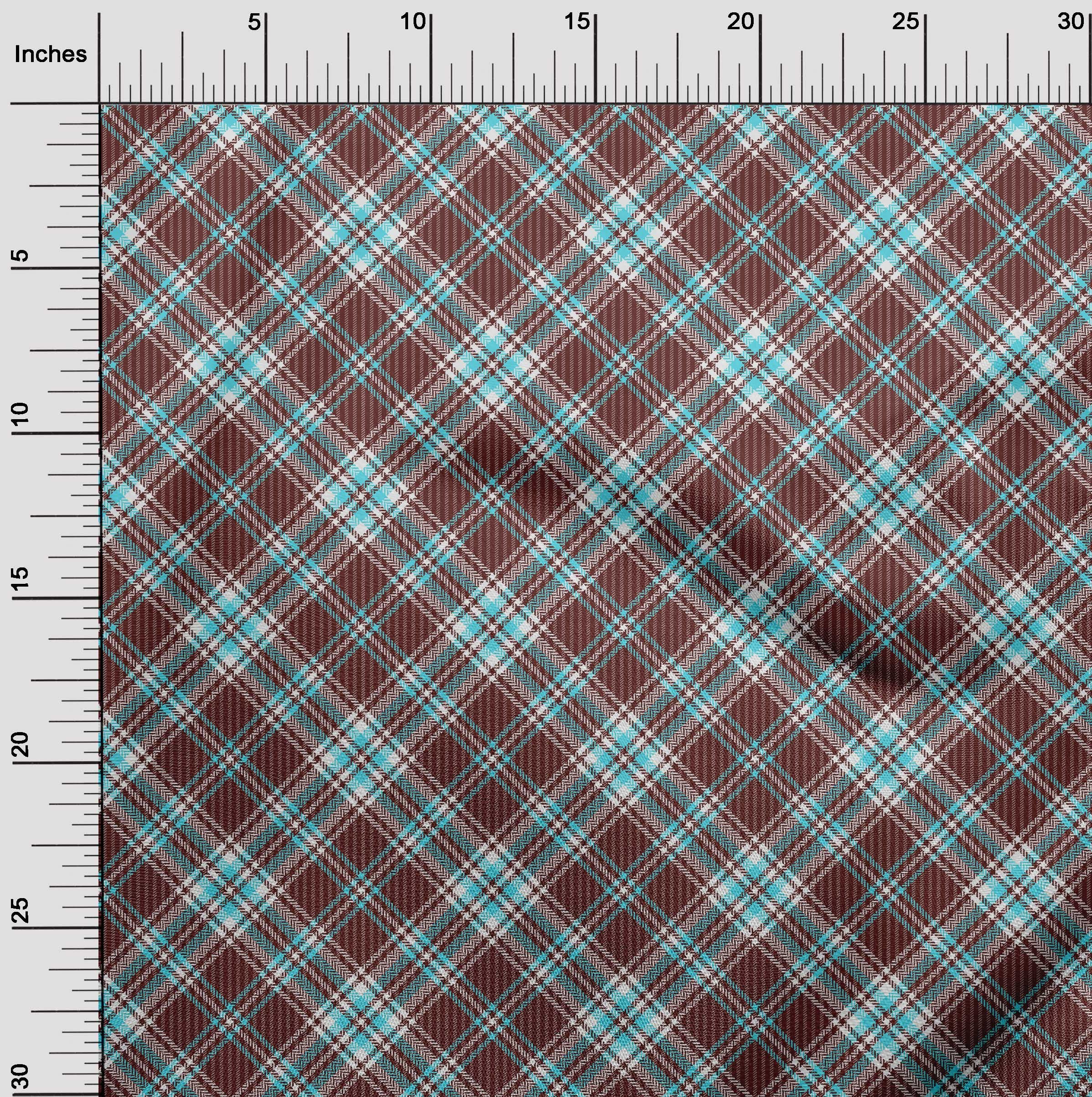 oneOone Polyester Spandex Brown Checkered Dress Fabric - 56 Inch Wide Printed Material by The Yard | Perfect for DIY Dresses, Skirts & Home Decor Projects