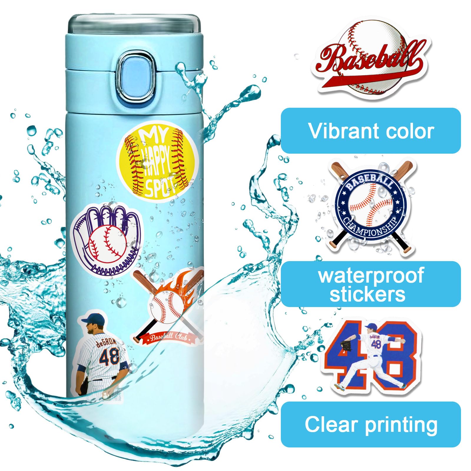 150PCS Baseball Stickers - Waterproof Vinyl Decals for Water Bottles, Helmets, Laptops, Posters & Scrapbooks - Perfect for Sports Fans, Teens & Kids - Great for DIY Crafts, School Projects & Party Decorations