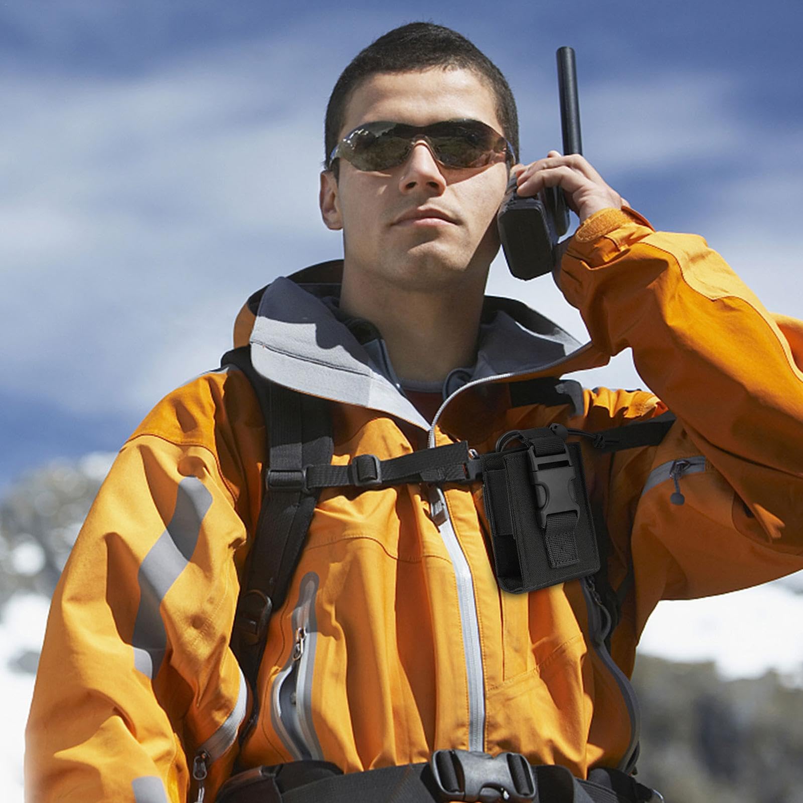 Walkie Talkie Holder - Portable Two Way Radio Holster Clip & Belt Pouch with Carrying Case - Durable Radio Accessories for Outdoor Adventures, Hiking, Camping, Construction Work & Emergency Communication