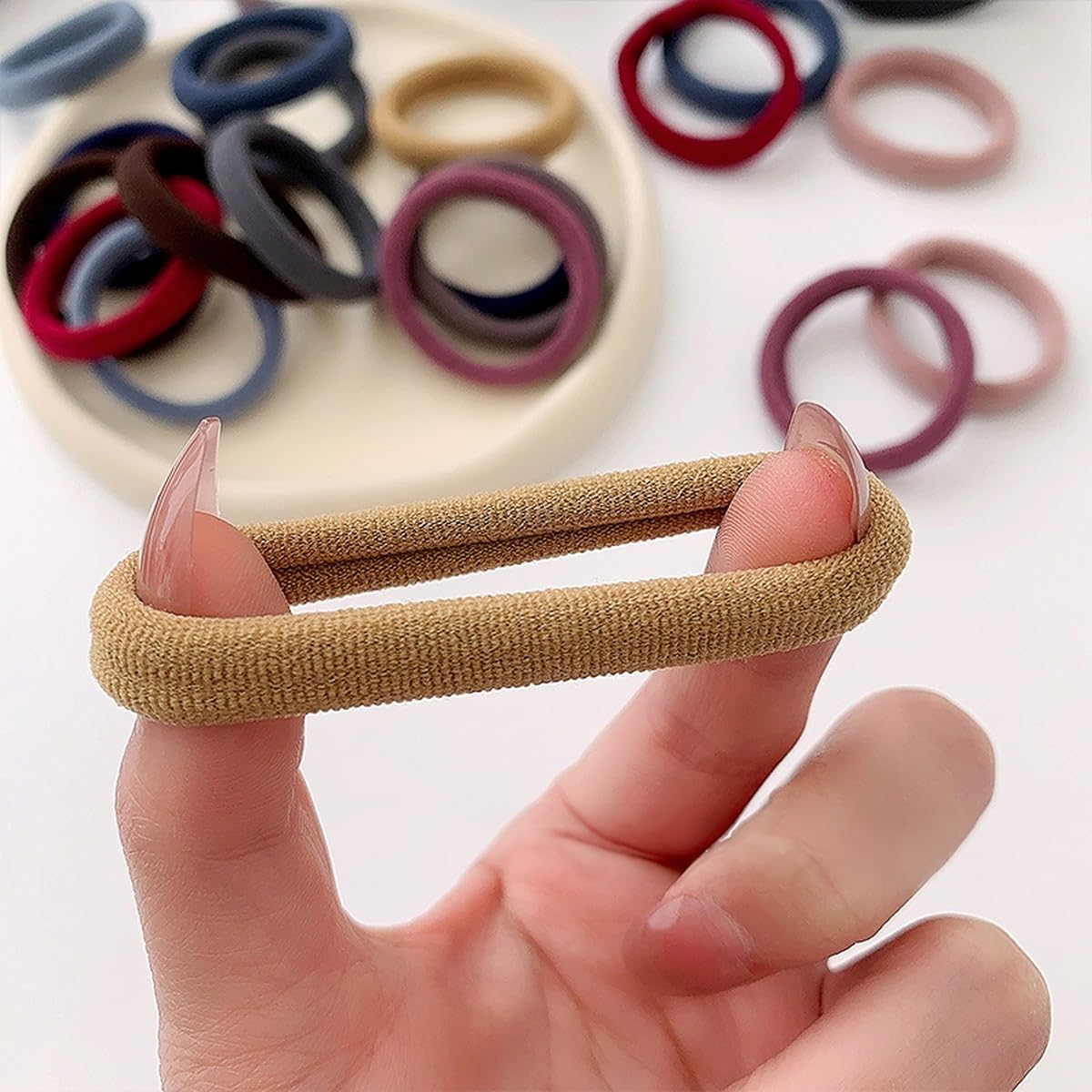 Wolpin Seamless Cotton Hair Bands for Women - 20 Pcs Colorful Hair Ties with Storage Box, Perfect for Ponytail & Daily Use