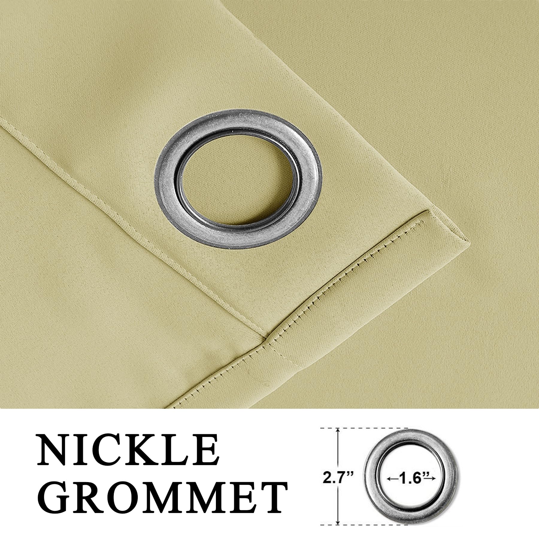 Thermal Insulated Blackout Curtains 96 Inches Long - Solid Beige Grommet Window Drapes for Bedroom, 52W x 96L (1 Panel) | Noise Reducing & Energy Efficient Room Darkening Curtains for Better Sleep & Home Decor