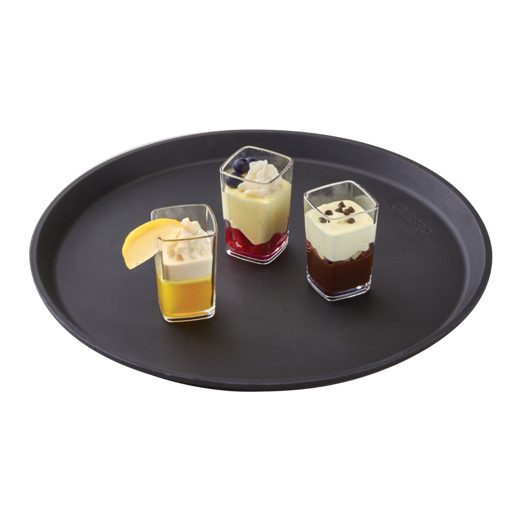 Cambro Camtread 18 Inch Round Non-Skid Serving Tray - Black (1800CT110) - Perfect for Restaurants, Cafes, and Catering Services