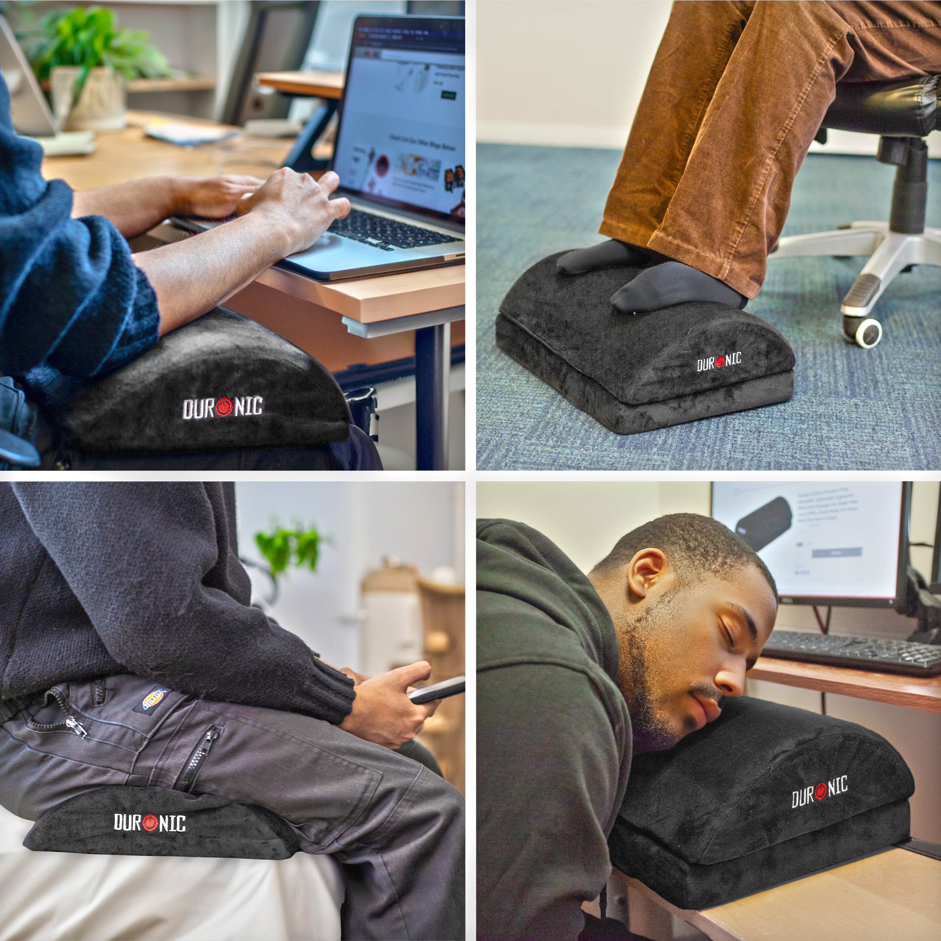 Duronic Adjustable Footrest Cushion FT06 - Lightweight Ergonomic Foot Massager Pillow for Office & Home - Relieves Foot Pain, Fatigue & Stress - Perfect Under Desk Use for Work, Gaming & Relaxation