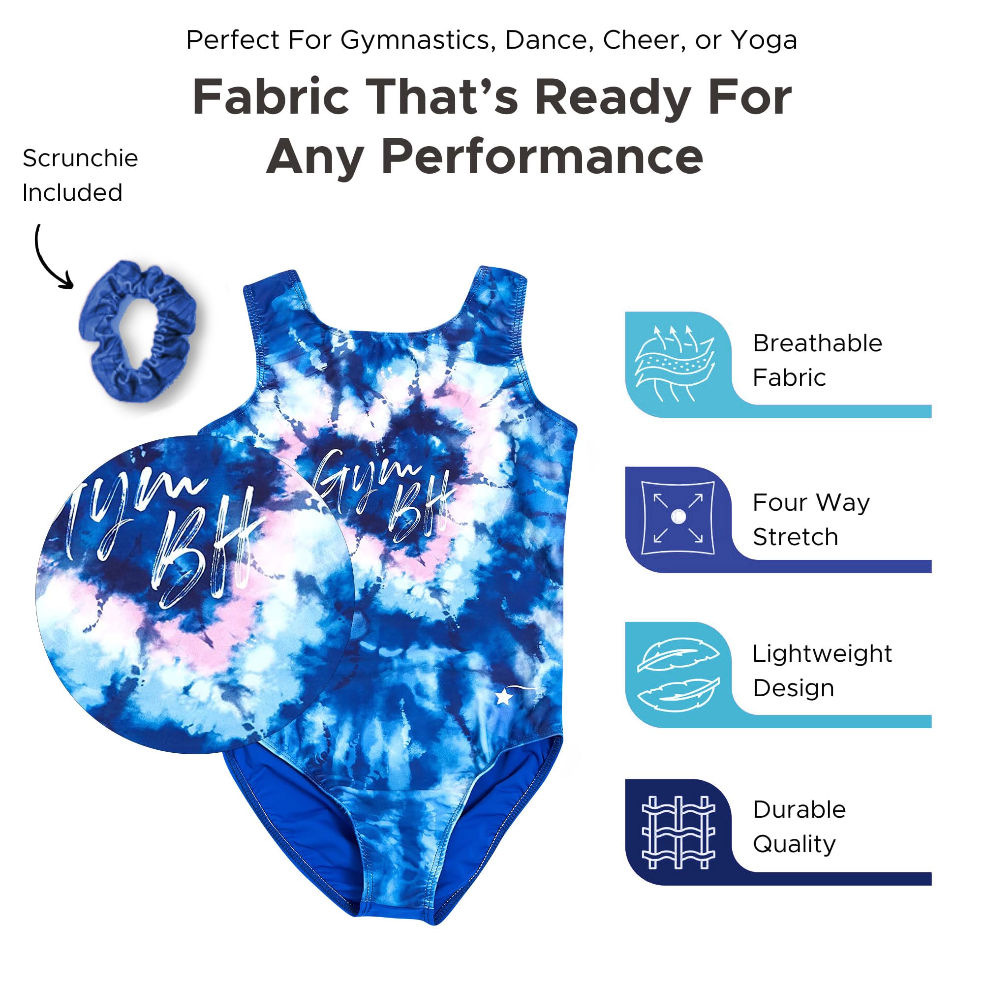 Destira Girls Gymnastics Leotards - Super Soft Dance Leotard with Matching Hair Scrunchie for Gymnastics, Cheerleading, Ballet, Yoga & Performance | Perfect for Competitions, Practice & Recitals