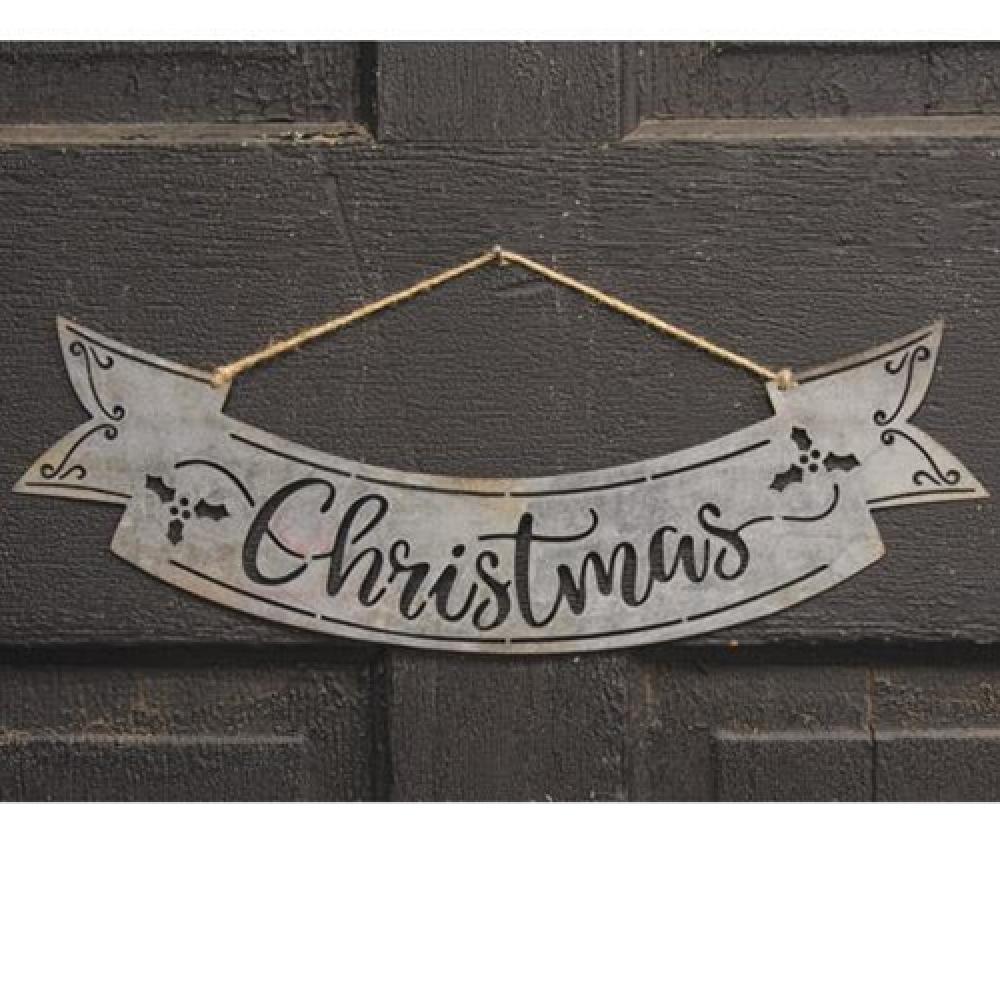 Christmas Cutout Metal Hanging Banner - Festive Holiday Decoration for Home, Party & Outdoor Decor - Perfect for Fireplace, Wall, Door & Christmas Tree Decorating