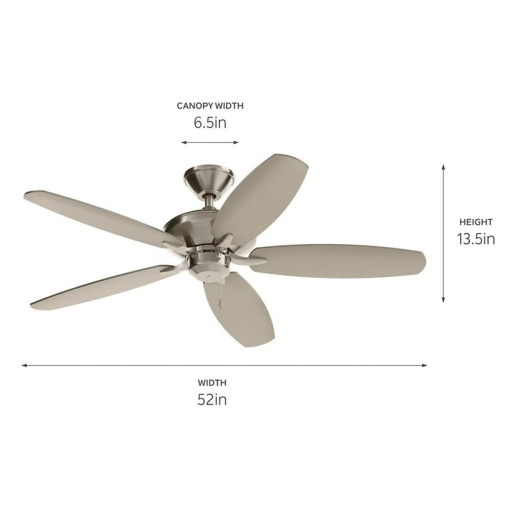 Kichler 52 Inch Energy Star Certified Ceiling Fan with LED Light - Matte White Finish | Perfect for Living Room, Bedroom & Outdoor Spaces