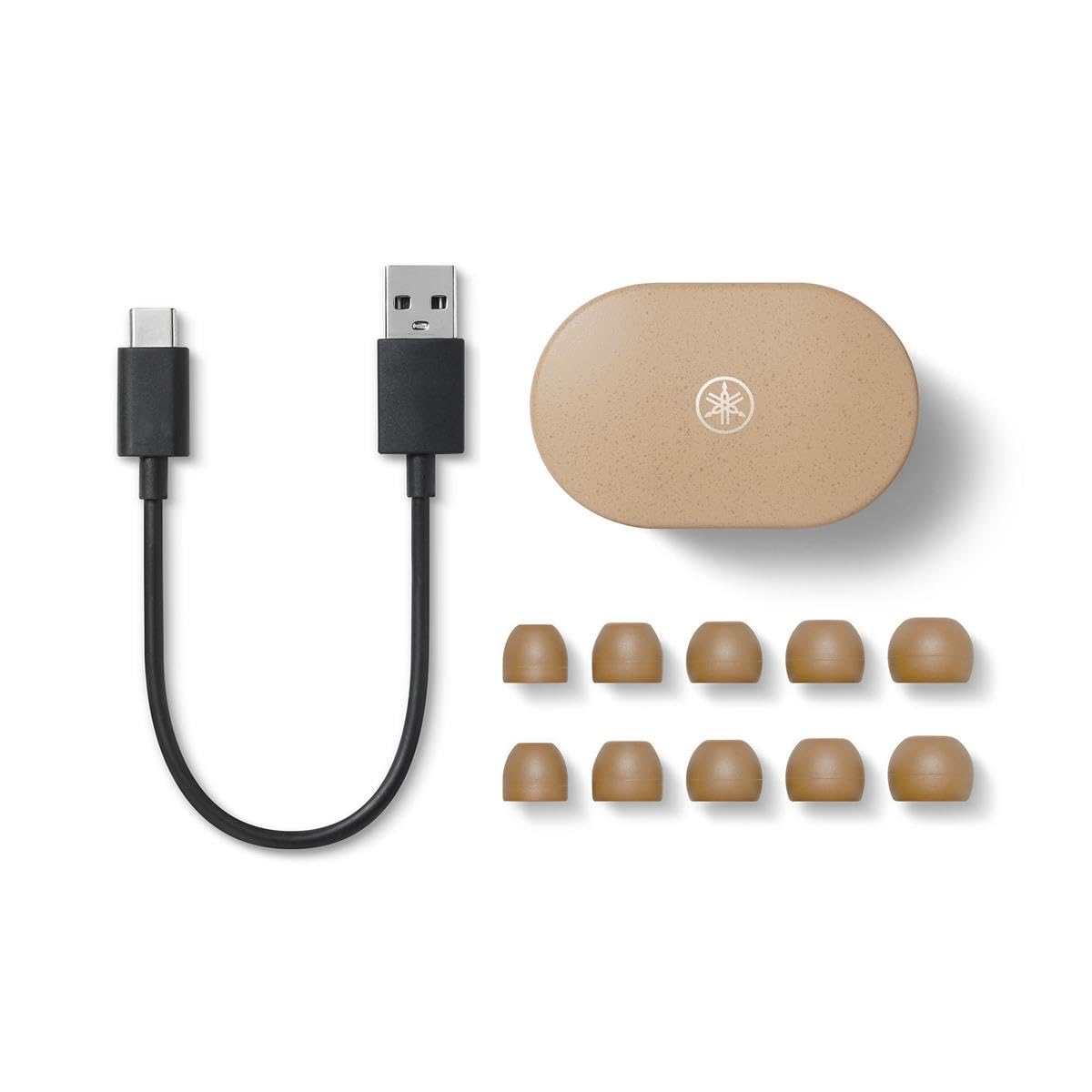 Yamaha TW-E7B True Wireless Earbuds with Bluetooth 5.2, ANC Noise Cancelling, Hi-Fi Sound, Qualcomm CVC Mic, 30H Playtime & IPX5 Waterproof - Perfect for Running, Gym Workouts & Travel (Beige)