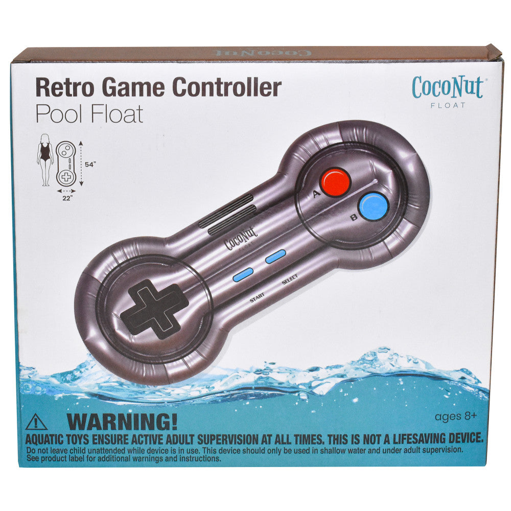 CocoNut Float Retro Game Controller Inflatable Pool Lounge - 54 x 22 Inches, Fun Floating Gaming Experience for Pool, Beach & Summer Parties