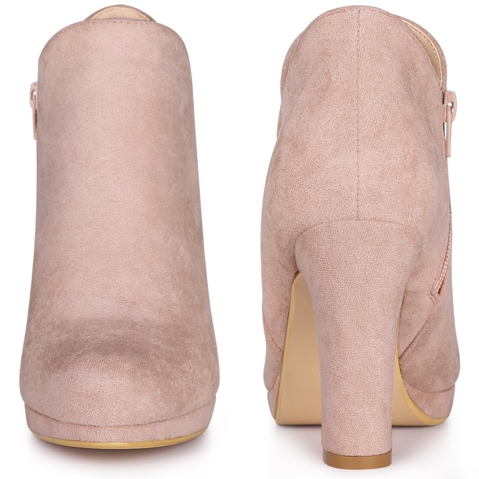 Perphy Women's Chunky High Heel Ankle Boots - Round Toe Platform Booties for Fall & Winter | Comfortable Dress Shoes for Office, Party & Night Out