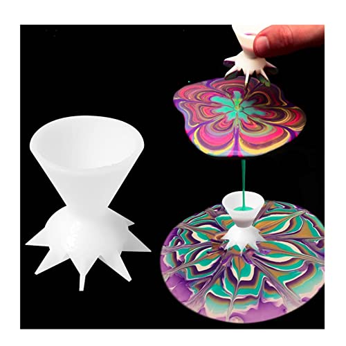 Paint Pouring Split Cup - DIY Art Painting Tool with Stand & Dividers - Silicone Pouring Funnel for Fluid Art, Acrylic Pouring Techniques - Perfect for Canvas Art, Home Decor Projects and Creative Crafting