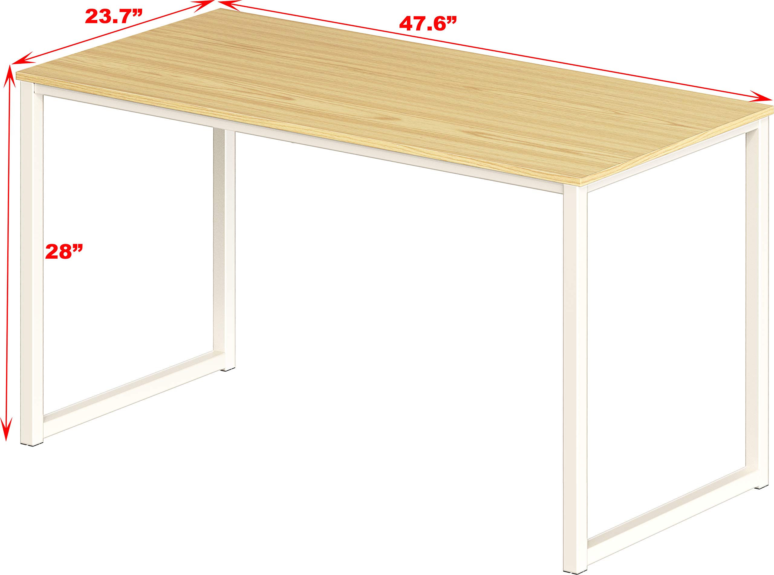 SHW Mission 48-Inch Home Office Computer Desk - Solid Oak Wood Writing Table for Work, Study & Gaming - Modern Workstation for Small Spaces & Home Offices