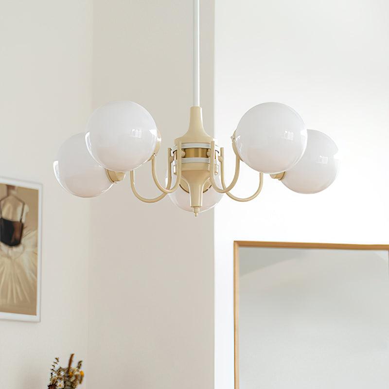 Elegant Cream Ball Chandelier - Modern Ceiling Light Fixture for Dining Room, Bedroom, and Living Room Decor | Perfect for Home, Office, and Wedding Venue Lighting