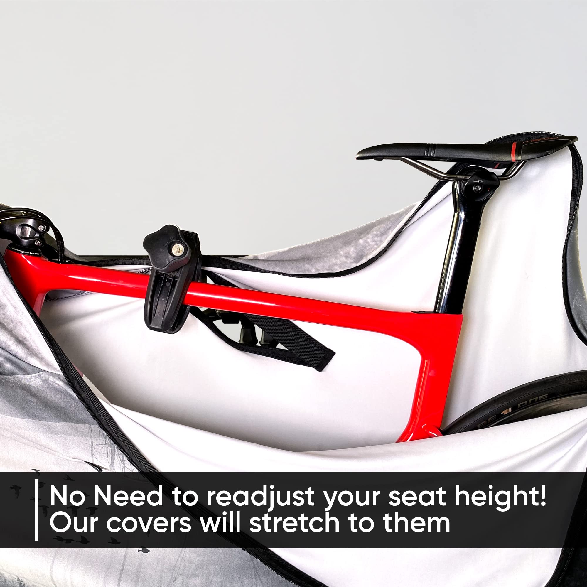 Velo Sock Full Bike Cover for Indoor Storage & Transport - Dirt Proof Stretchable Zippered Bicycle Protection Cover (Mystic Forest, Road Bike Size) | Perfect for Home, Garage & Travel Use
