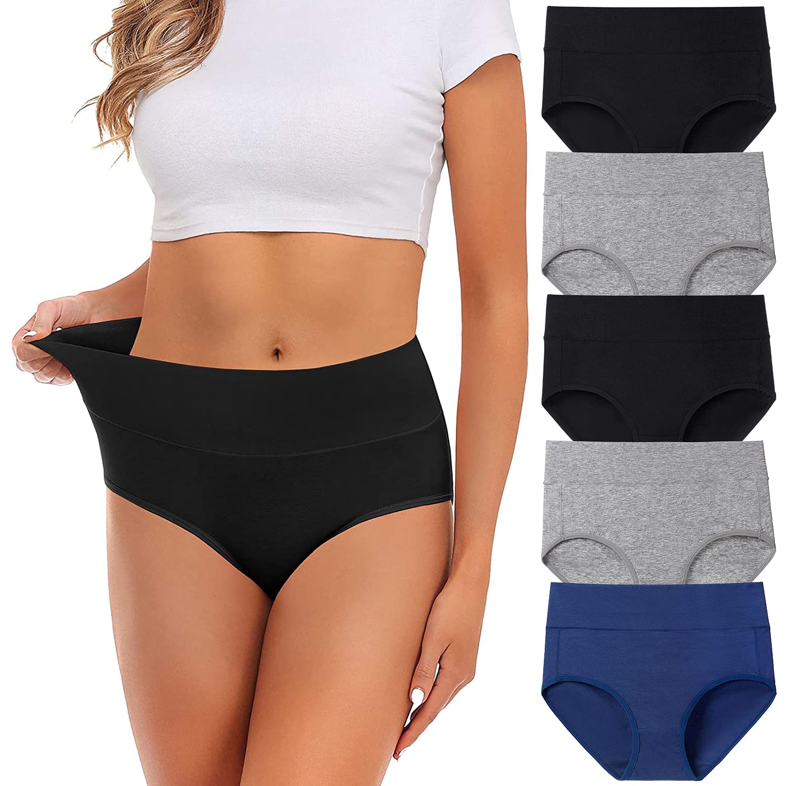 Women's Cotton Mid Waist Underwear - No Muffin Top Full Coverage Briefs - Breathable Ladies Panties & Lingerie Undergarments Multipack - Perfect for Everyday Wear, Workout & Sleep