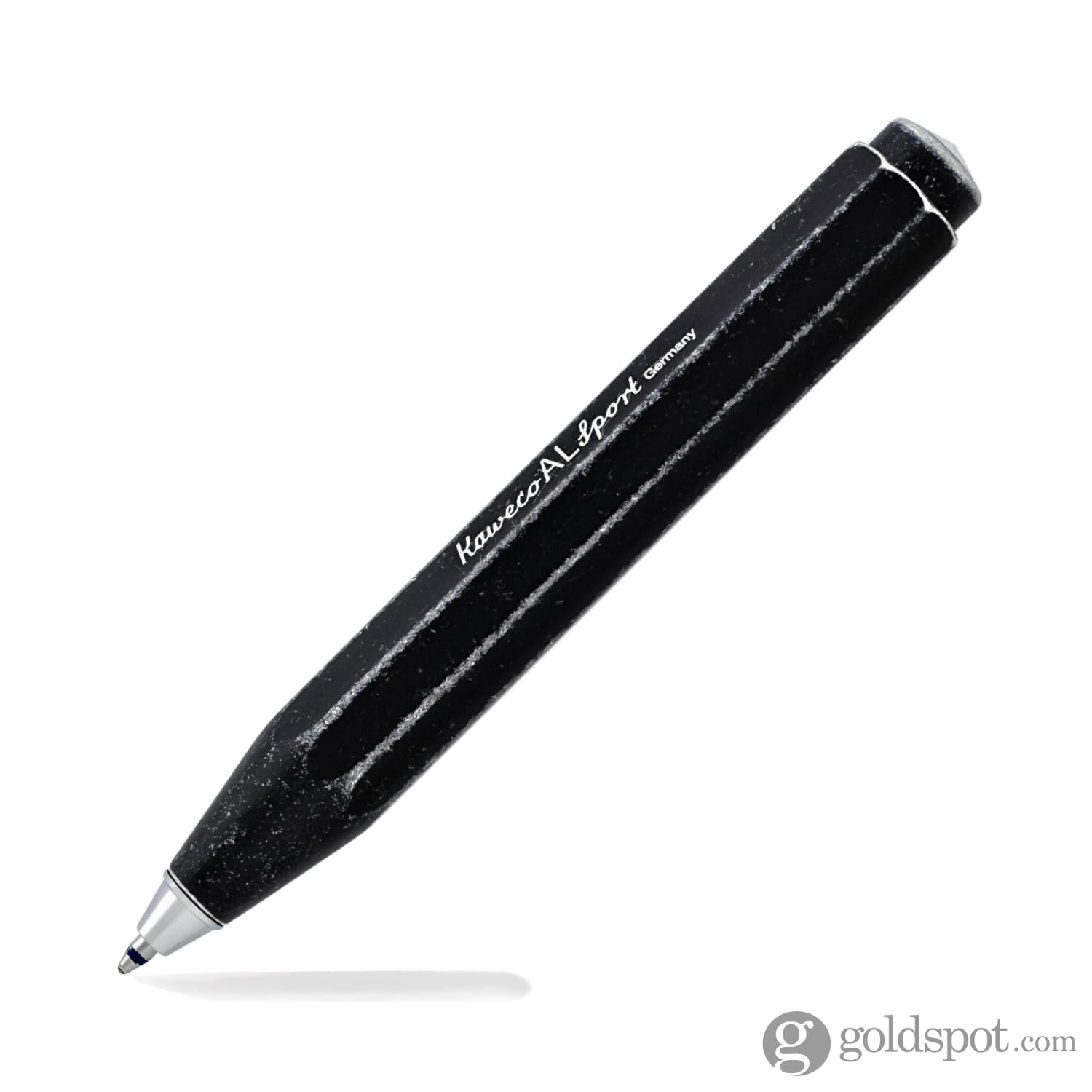 Kaweco AL Sport Stonewashed Black Ballpoint Pen - Premium Aluminum Pocket Pen for Everyday Carry, Office & Travel Writing