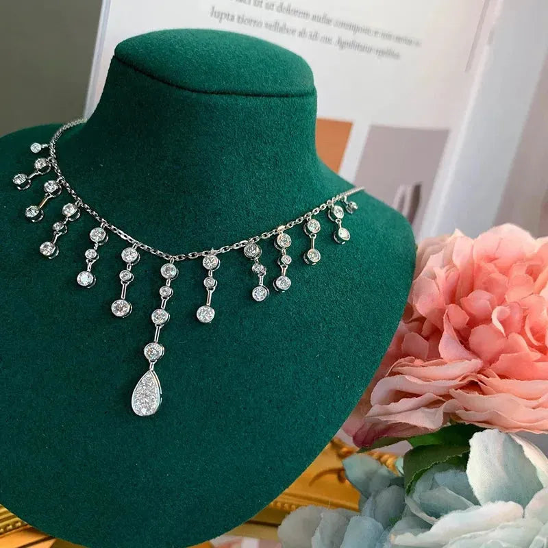 18K White Gold 2.0ct Natural Diamond Necklace for Women - Luxury Fine Jewelry Gift for Wedding, Anniversary & Formal Events