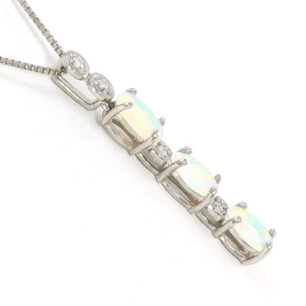 18K White Gold Opal and Diamond Necklace for Women - Elegant Jewelry Gift for Birthday, Anniversary & Special Occasions