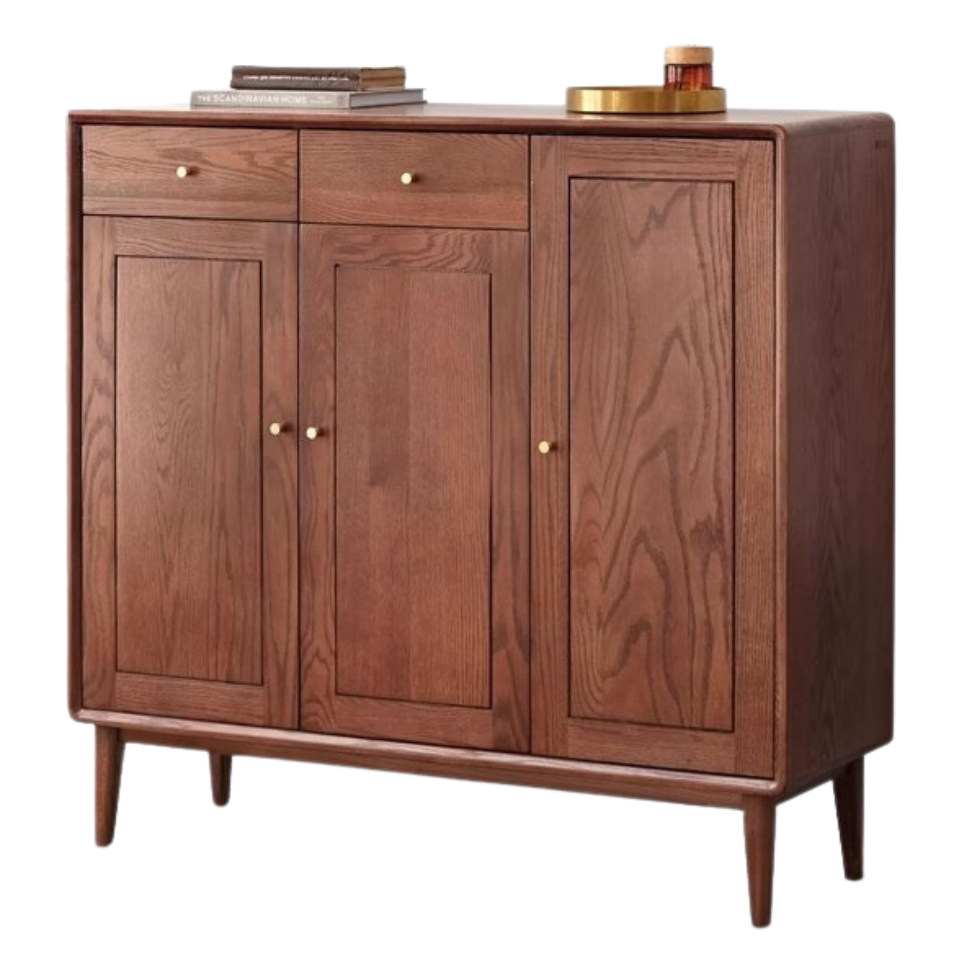 43.3x14.6x41.3inch/ 110x37x105сm/ walnut color/ Prague three-door shoe cabinet