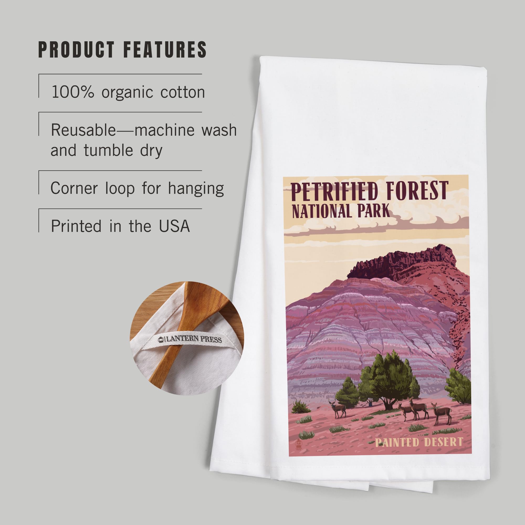 Petrified Forest National Park Arizona Painted Desert 100% Cotton Tea Towel - Decorative Hand Towel for Kitchen, Bathroom & Home Decor - Perfect for Gifts, Housewarming & Rustic Farmhouse Style