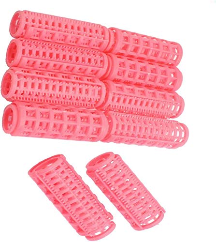 Elecsera Hair Curlers Set - 10pcs Light Pink Plastic Rollers for Styling & Volume | Perfect for Home Use, Salon Styling & DIY Hairstyles