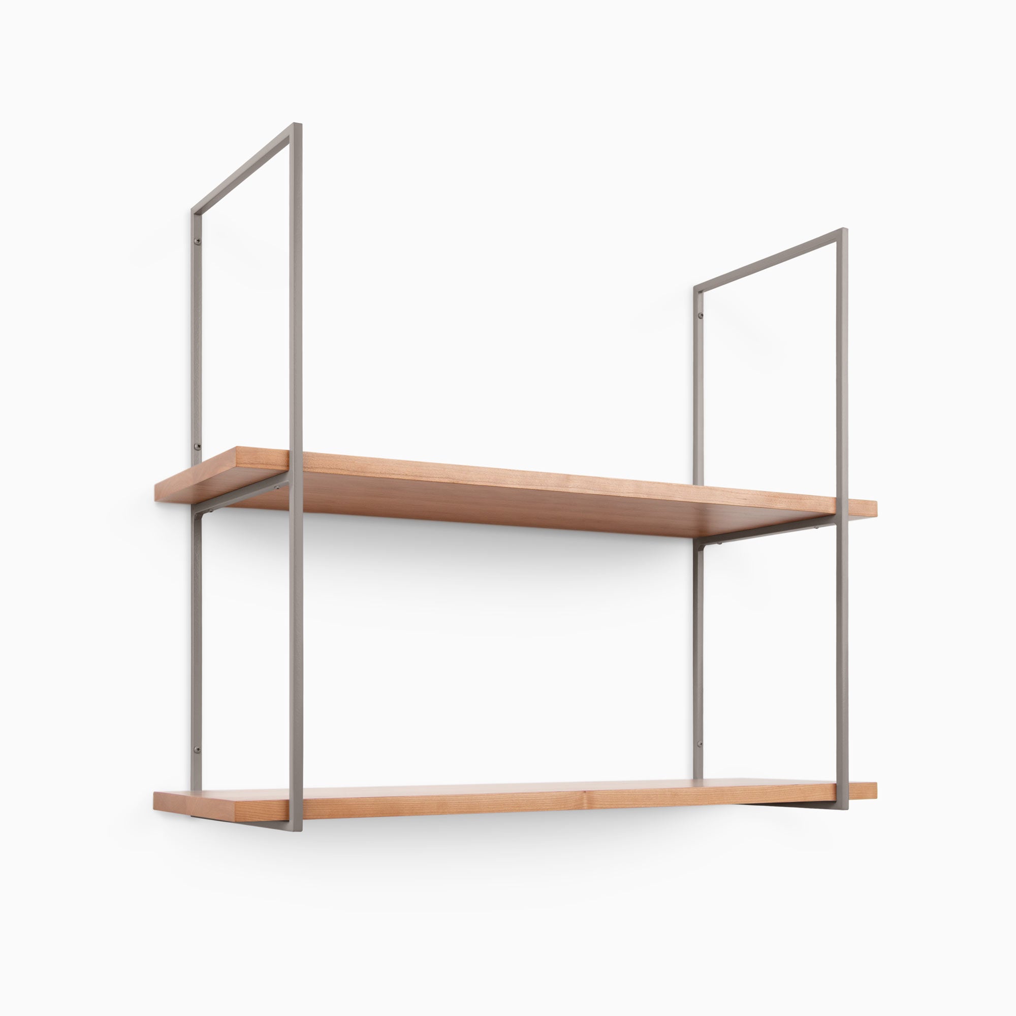 Lloyd Cherry Wood 2 Tiered Shelf - Rustic Bathroom & Kitchen Storage Organizer for Small Spaces | Wall Mounted Shelving Unit for Home Decor