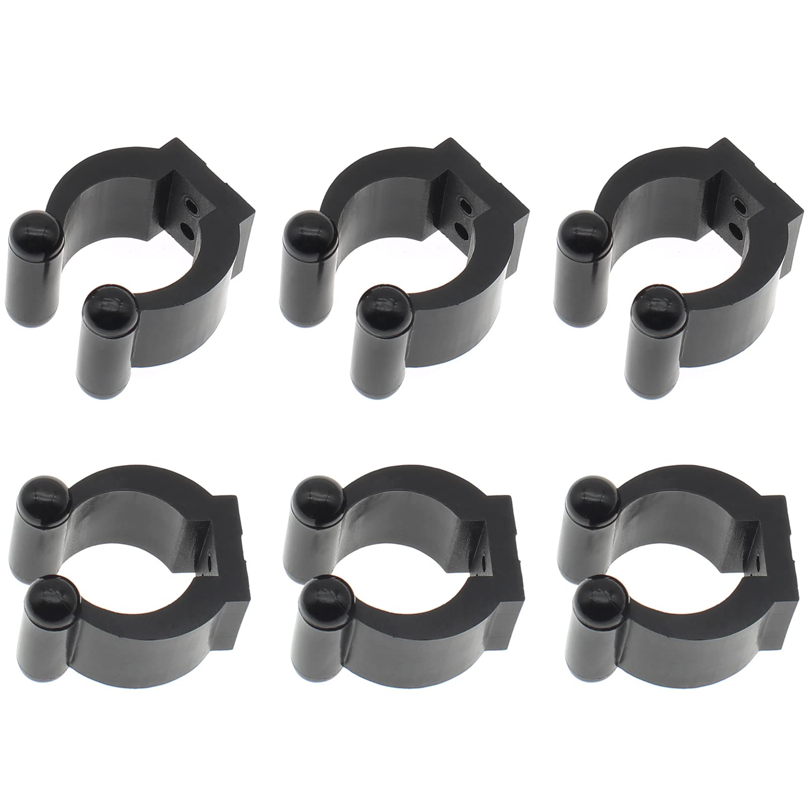 Premium 6-Piece Plastic Billiards & Snooker Cue Holder Clips - Black Fishing Rod Storage Organizer for Pool Table Accessories & Gear Organization