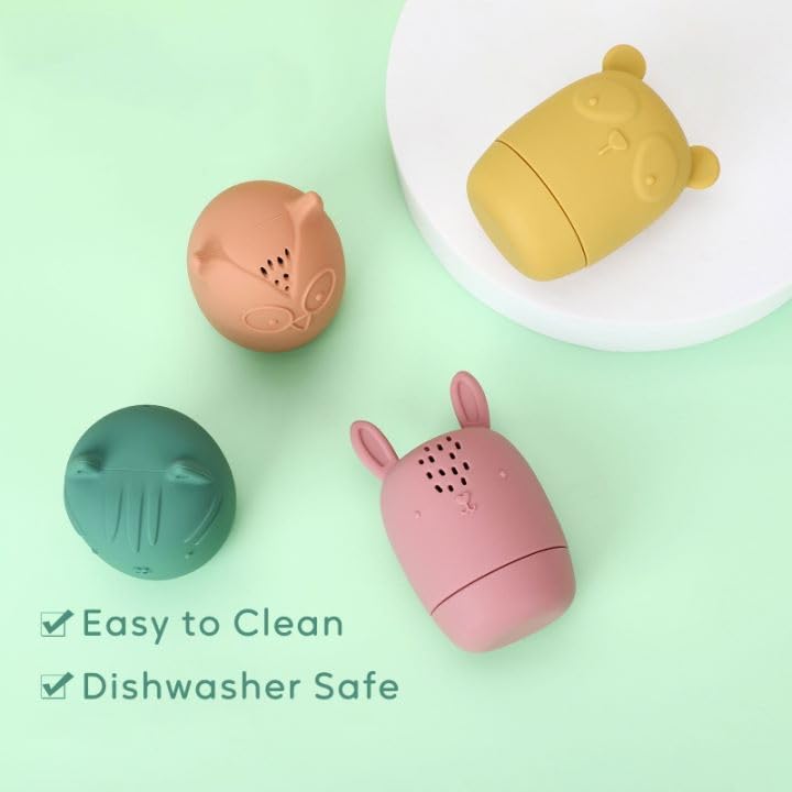 Soft Squeezable Silicone Bath Toys for Toddlers 6-18 Months | Safe Non-Toxic Bathtub Toys for Babies & Kids 1-3 Years | Perfect Baby Shower Gift & Fun Bath Time Play for Infants