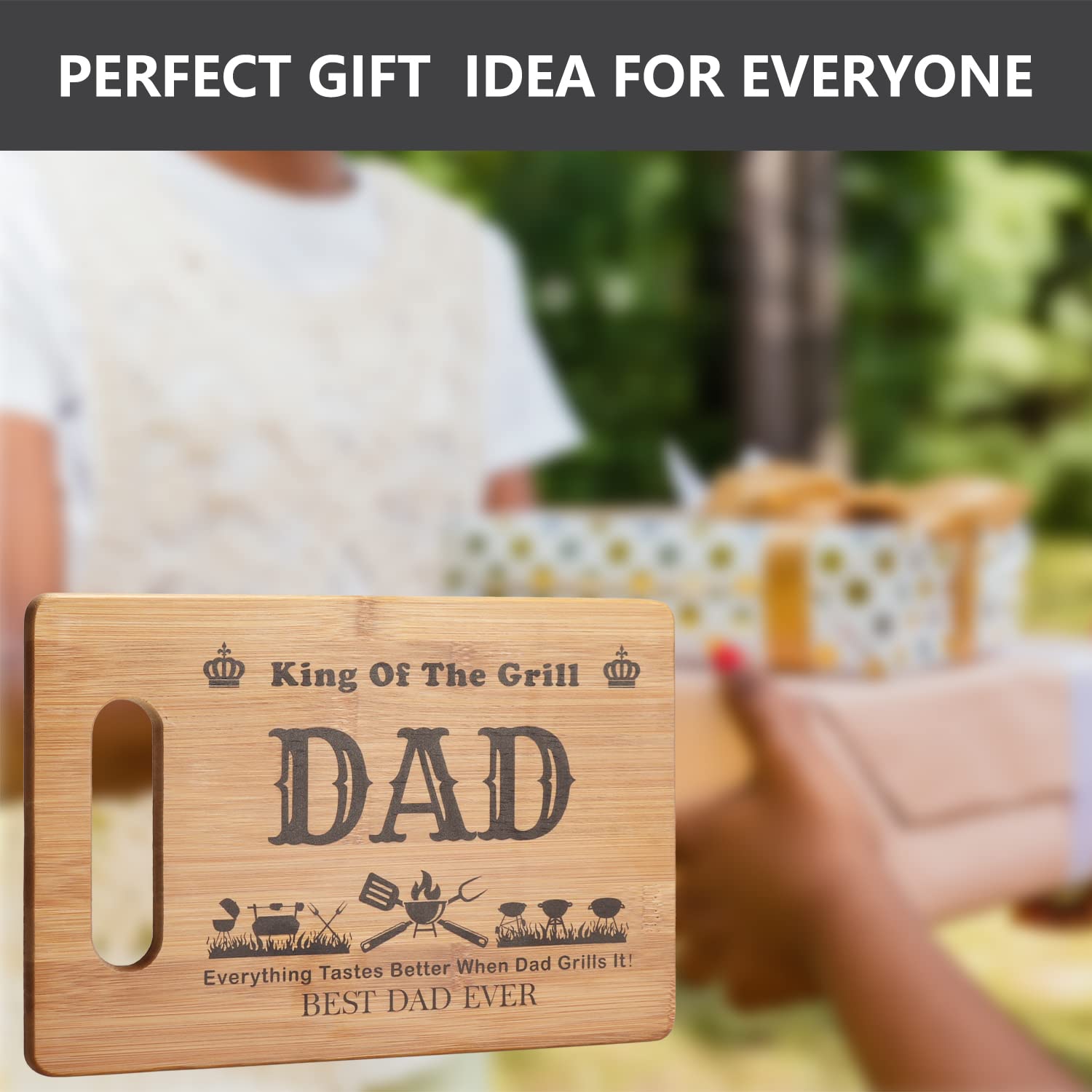 Premium BBQ Cutting Board for Grilling - Best Father's Day Gift for Dad, King of the Grill - Perfect for Outdoor Cooking, Backyard BBQs & Meat Carving