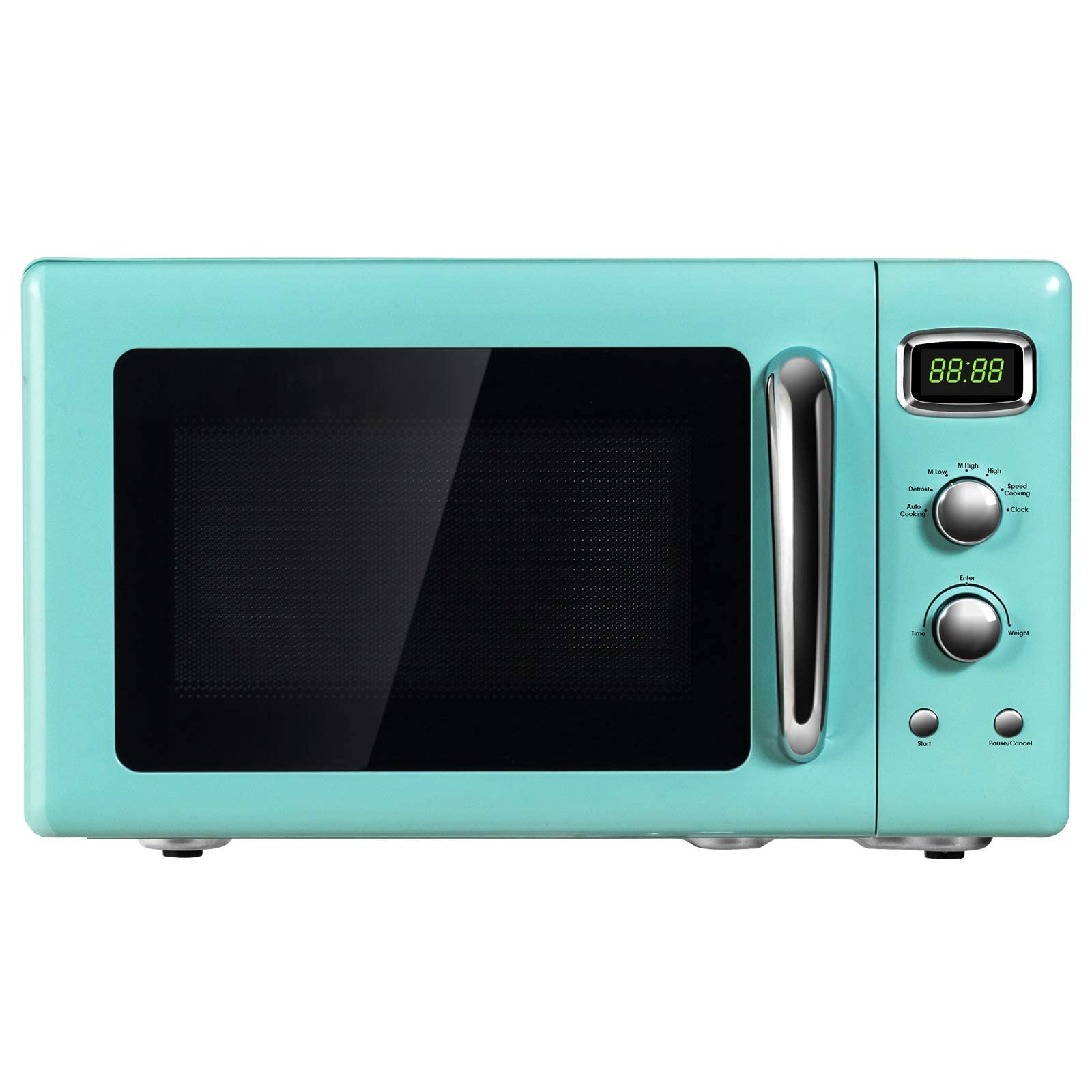 ARLIME Retro Microwave Oven 900W - 0.9 Cu.Ft Compact Countertop Microwave with Defrost, Auto Cook & Child Lock - Stainless Steel Interior, LED Display, Pull Handle - ETL Certified - Perfect for Small Kitchens, Dorms & Offices
