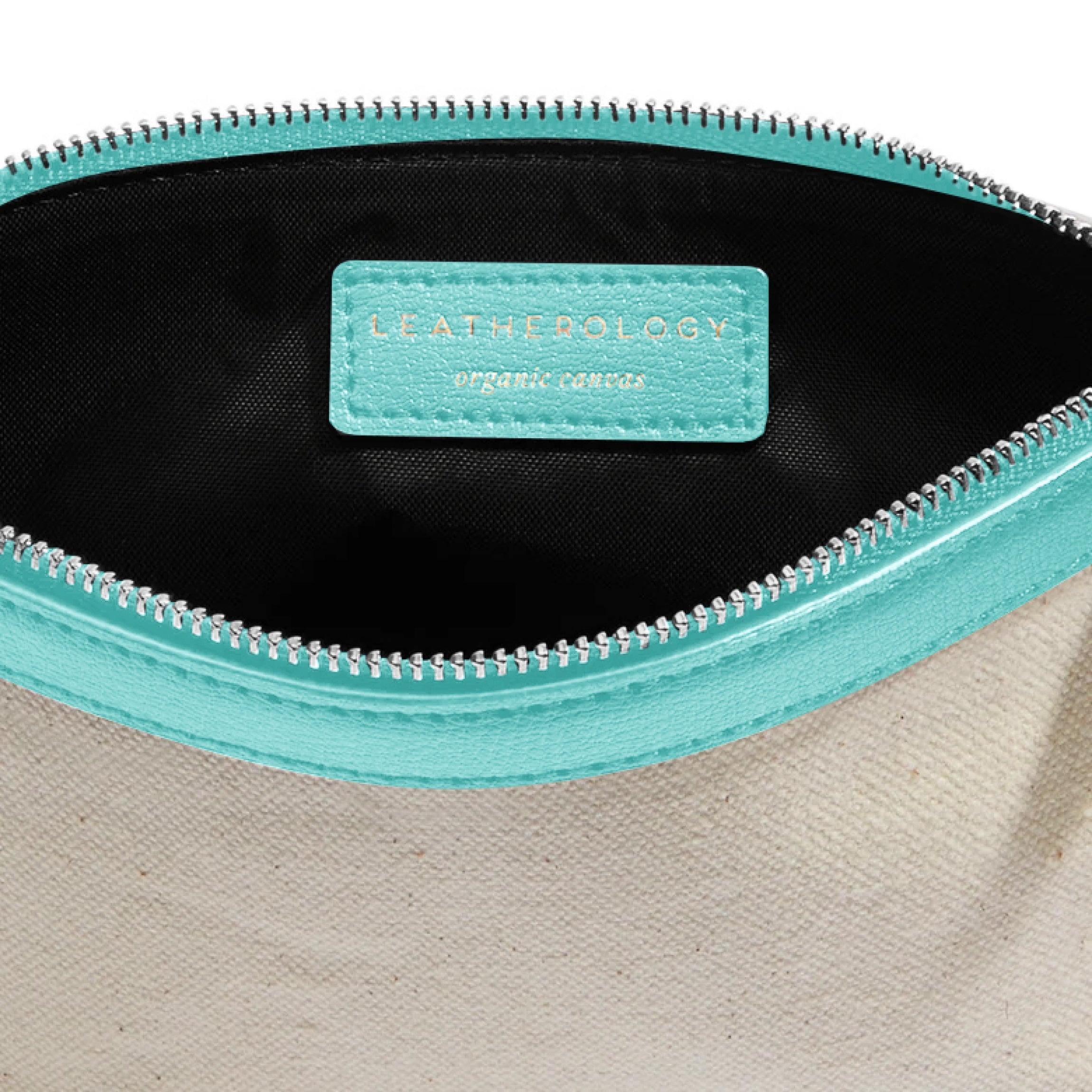 Medium Canvas Accessories Pouch - Natural & Celeste Colors - Perfect for Travel, Makeup, and Organizing Small Essentials