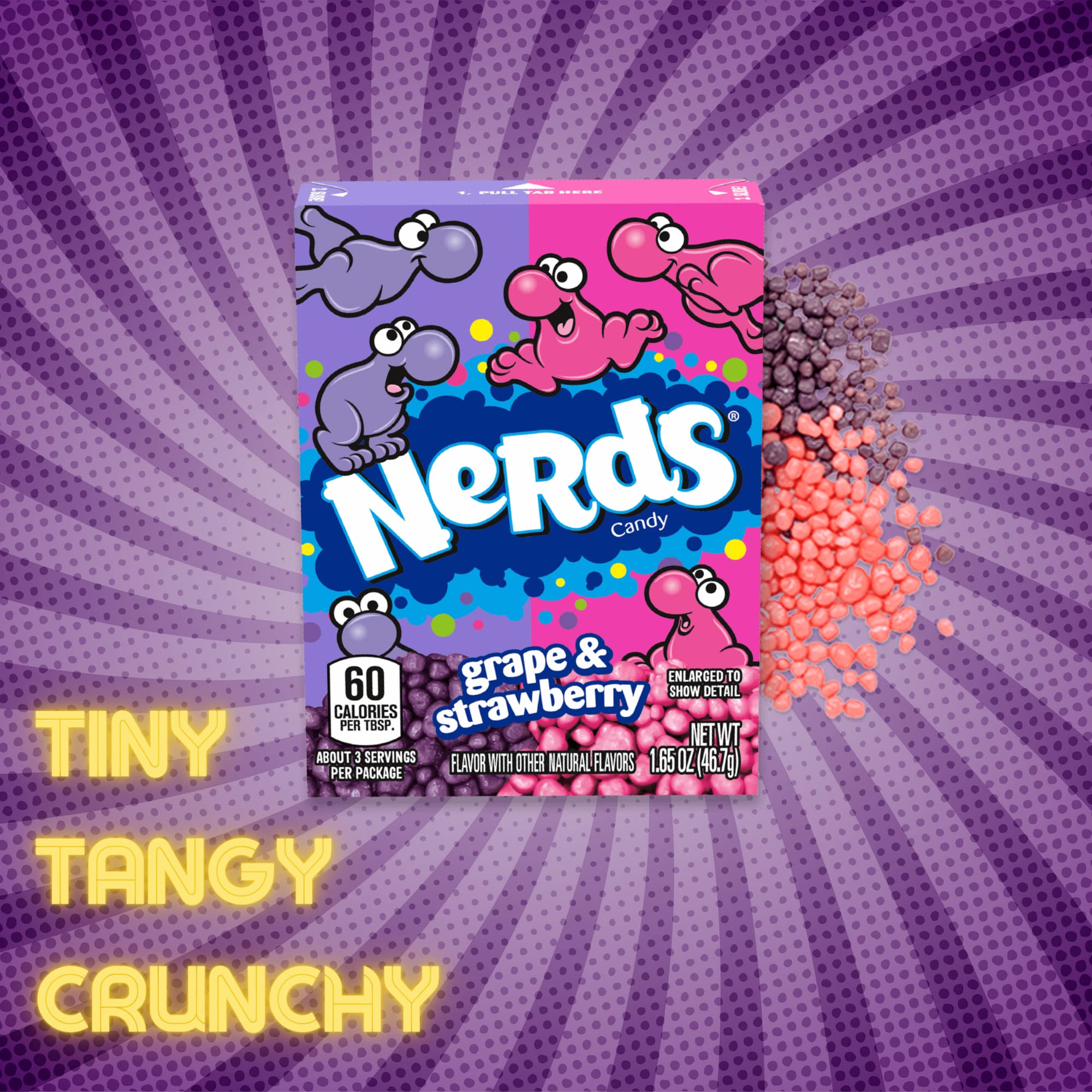 Nerds Candy Boxes - Grape & Strawberry Flavored Bulk Candy with Dual Lid - Pack of 3 | Nostalgic Party Favors, Dessert Topping, Movie Night Snacks, Office Treats