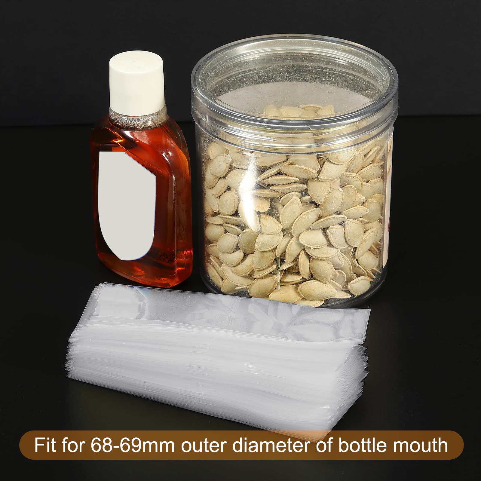 PATIKIL 110x35mm Perforated Shrink Bands - 400 Pack PVC Heat Shrink Wrap Bands for Jars & Cans (Fits 2.68-2.72 Inch Cap Diameter) - Clear Sealing Bands for Bottles, Food Containers & DIY Crafts