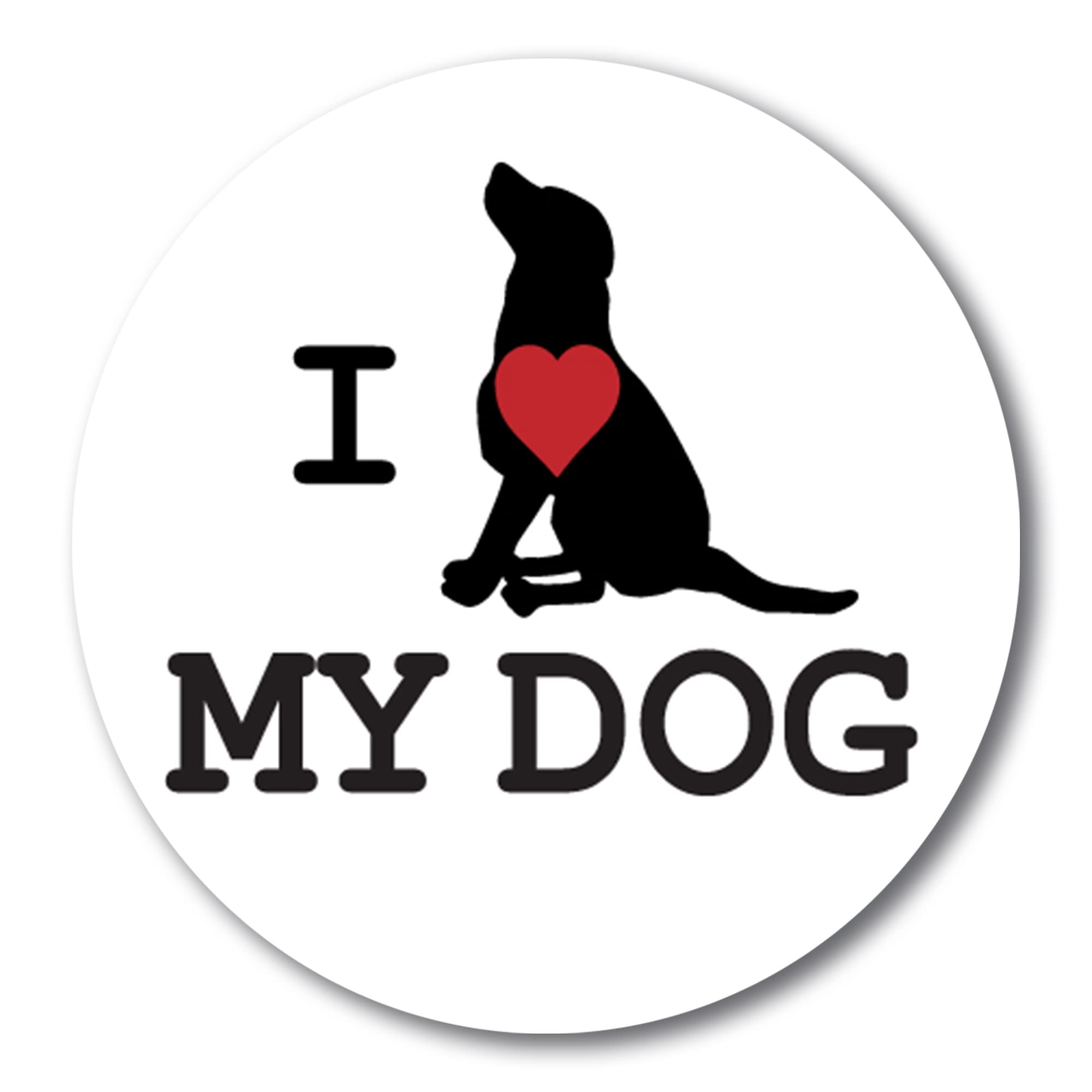 I Love My Dog Magnet Decal - 5 Inch Round Heavy Duty Vinyl Car Magnet for Vehicles, Trucks, SUVs - Red, White & Black - Perfect for Pet Lovers & Animal Enthusiasts - Great for Car Decor, Office Fridge, or Metal Surfaces