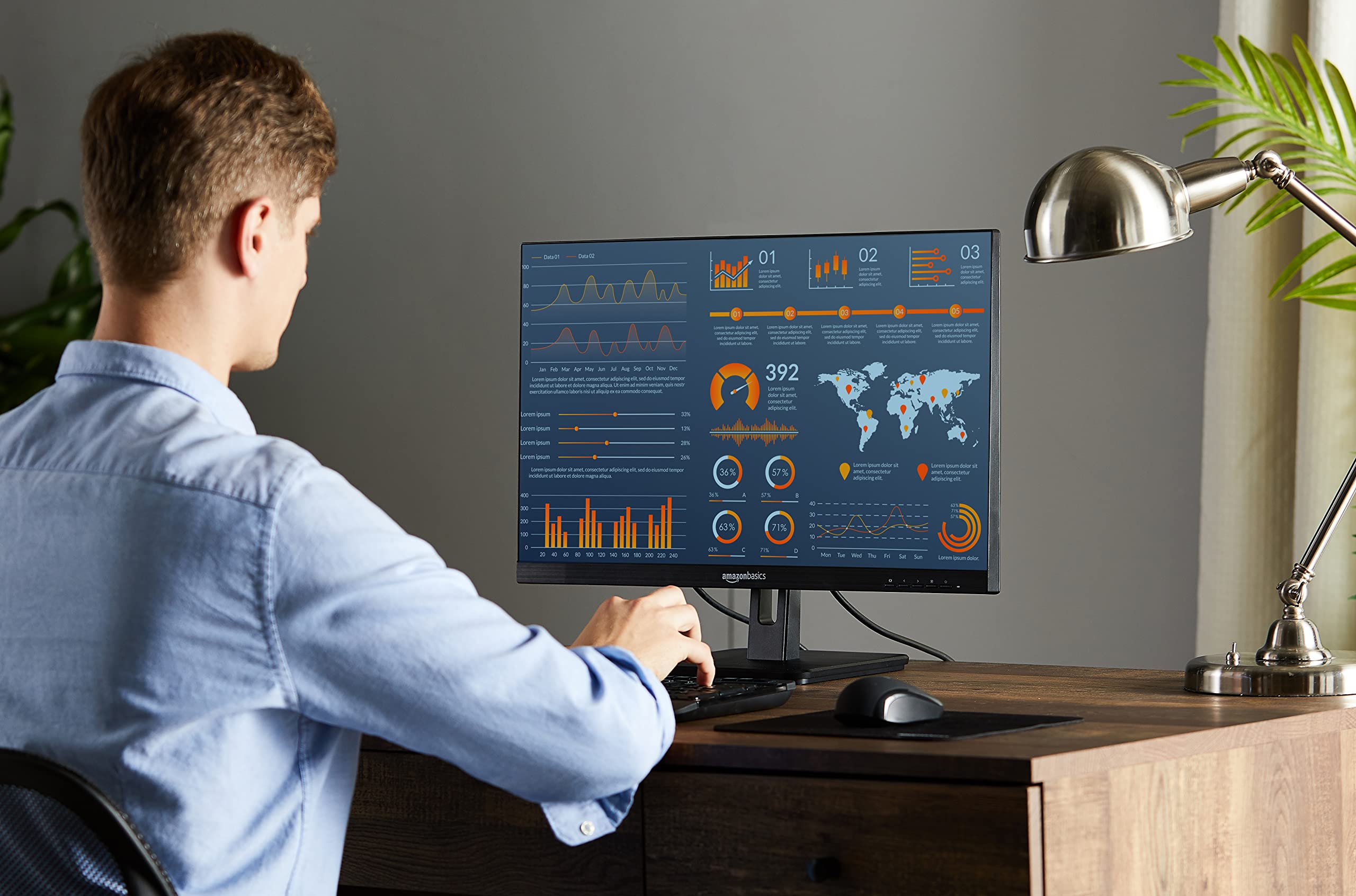 Amazon Basics 24-inch IPS Monitor - 75Hz Refresh Rate, FHD 1080P Resolution with AOC Technology, HDMI/DisplayPort/VGA Inputs, VESA Mount Compatible, Built-in Speakers - Ideal for Home Office, Gaming & Entertainment (Black)